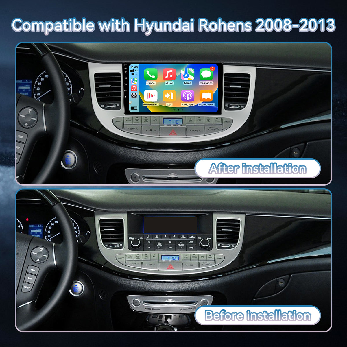 Car Stereo for Hyundai Genesis  2008-2014 Radio Upgrade, 9 Inch Touch Screen Radio Android 13 Car Radio with Wireless Carplay Android Auto Bluetooth GPS AHD Backup Camera WiFi