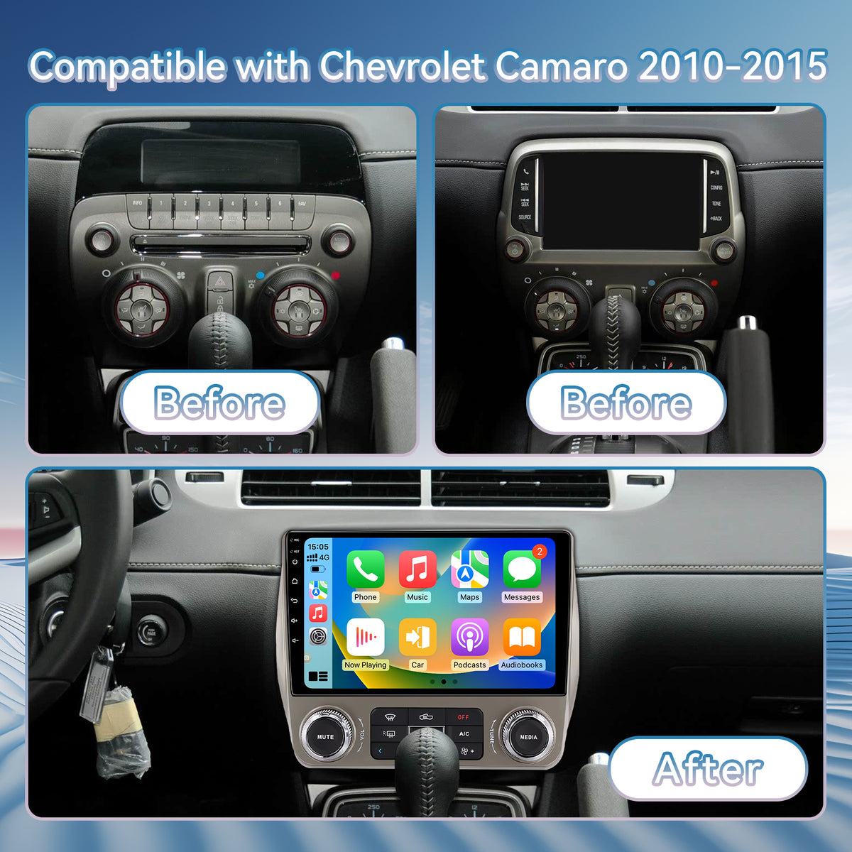 Car Radio Stereo for Chevrolet Chevy Camaro 2010-2015: 1080P Backup Camera GPS Navigation FM 9 Inch 1280 * 800 HD IPS Touchscreen 5G WiFi Wireless CarPlay Android Auto SWC