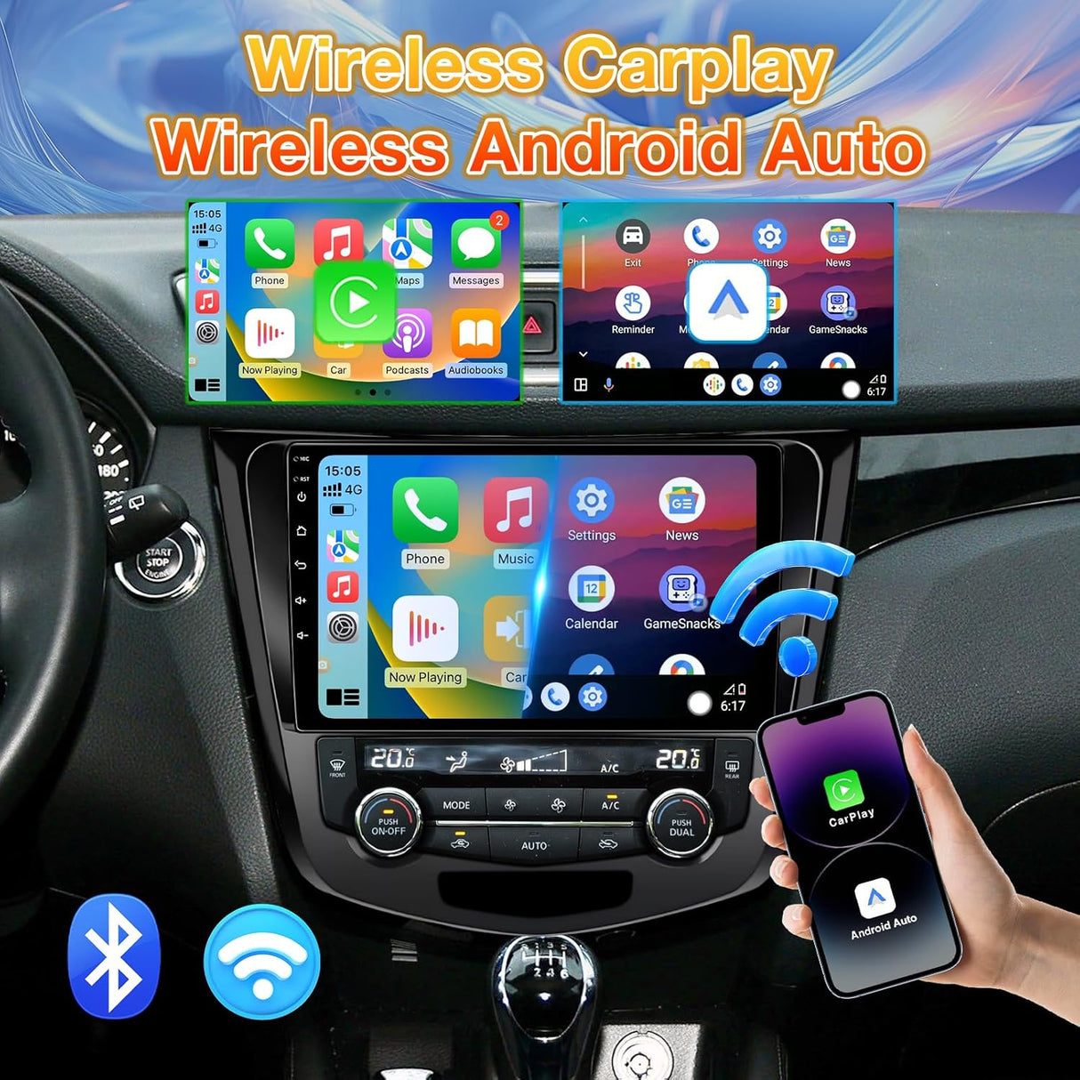 Android 13 Car Stereo for 2014-2018 Nissan X-Trail Qashqai Rogue Support Wireless CarPlay & Android Auto