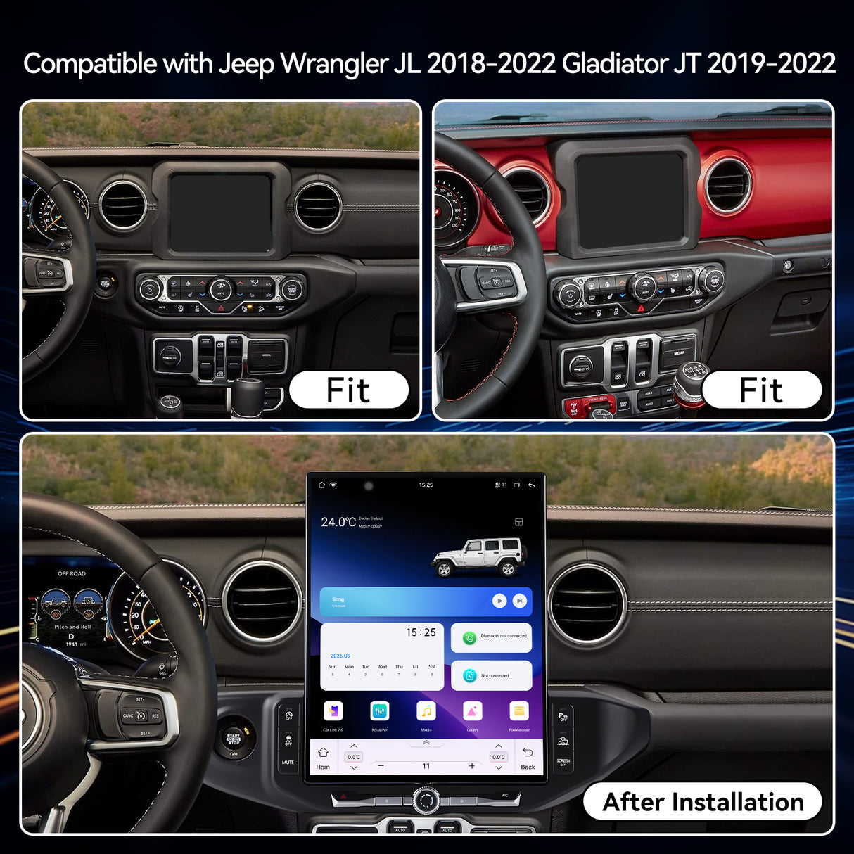 Car Stereo for jeep Wrangler 2018-2022 ,16.2 inch Qualcomm 8-Core Android 13 Touchscreen Radio with Key and Knob,Carpaly & Android Auto,DSP,Dual Bluetooth