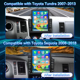 9.7" Android 14 Car Radio Stereo Compatible with Toyota Tundra 2007-2013 Sequoia 2008-2018 Touch Screen with Wireless CarPlay & Android Auto FM Radio Upgrade Bluetooth GPS Navigation Backup Camera