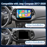 Car Radio Stereo for Jeep Compass 2017-2020,10" Android 13 Touchscreen Head Unit,Wireless CarPlay & Android Auto,GPS Navigation,HD Backup Camera,Mirror Link