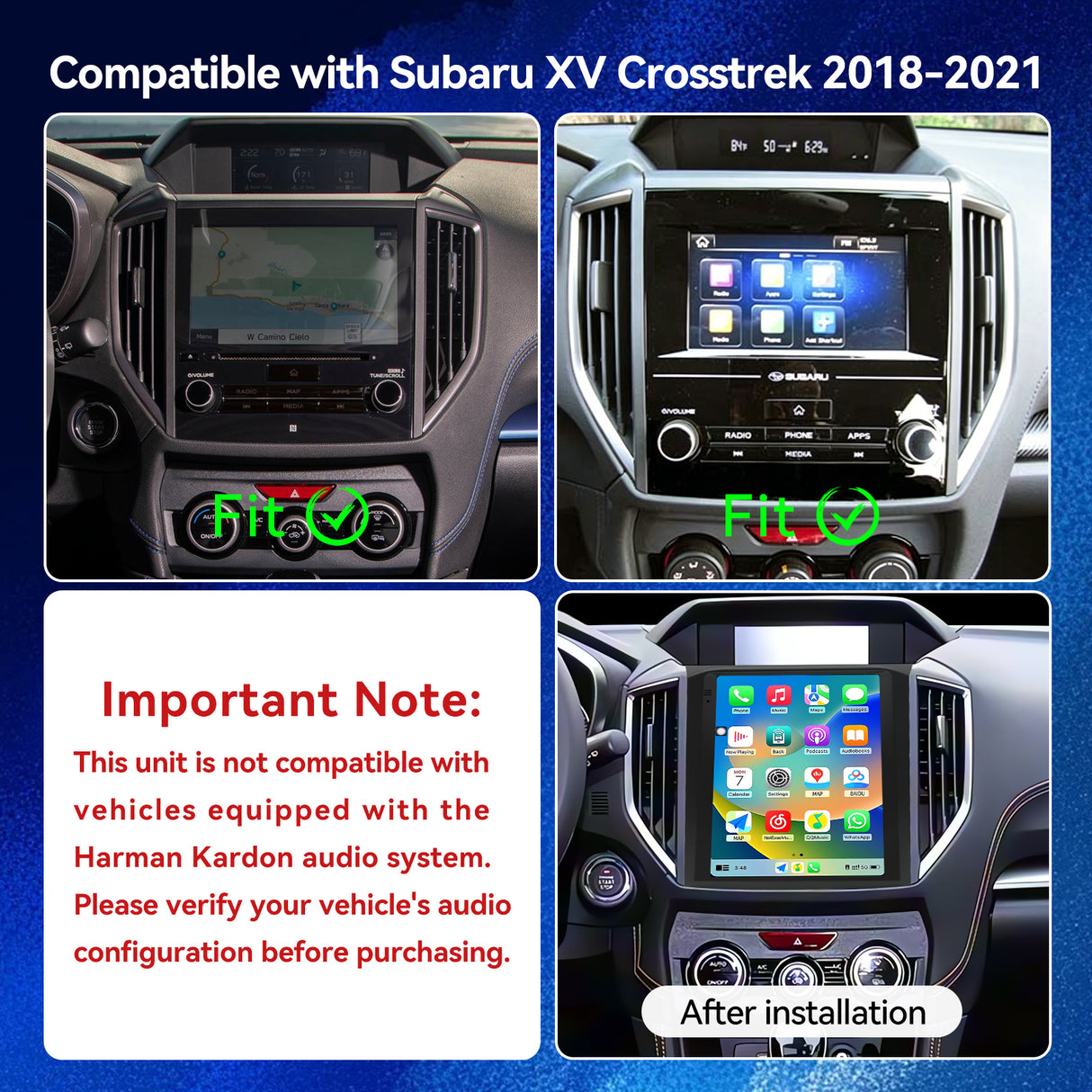 Car Radio Stereo for 2018–2021 Subaru XV/Crosstrek - 9.7" IPS Touch Screen, Upgrade Dash Kit with CarPlay & Android Auto, GPS Navigation, SWC Support, Bluetooth 5, WiFi