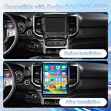 Car Radio Upgrade for Dodge Ram 2019-2023,Wireless CarPlay Android Auto,Android 13 Head Unit with WiFi DSP SWC GPS 1080P Backup Camera 4+6GB