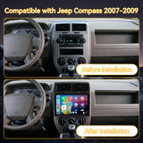 Car Radio for Jeep Compass 2007 2008 2009 Wireless Carplay Android Auto, 10.1" Touch Screen Car Stereo GPS Navigation WiFi Bluetooth SWC
