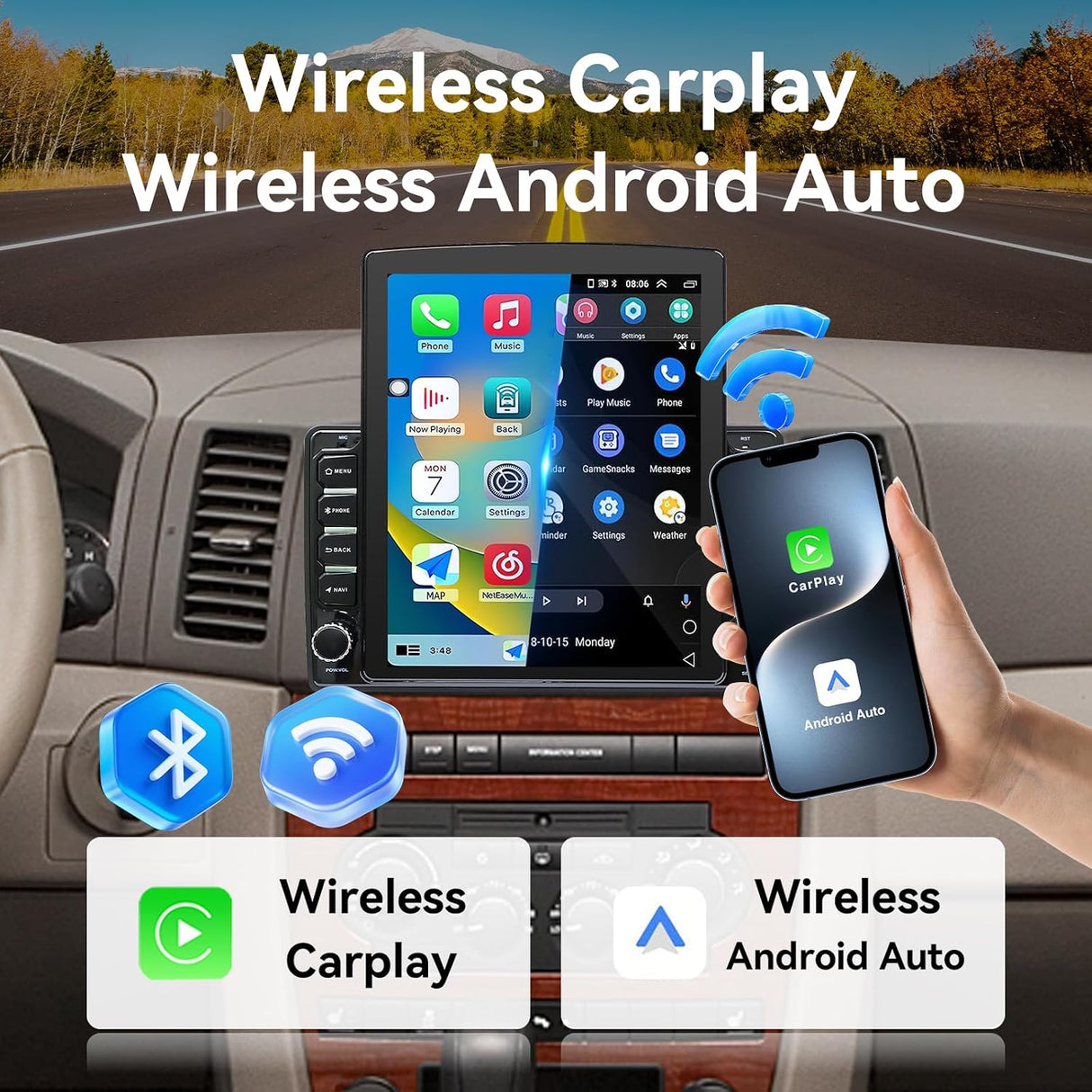 9.7 Inch Android 14 Car Radio Stereo Compatible with Dodge Ram 1500/2500/3500 2006 2007 2008 Upgrade with Wireless Carplay&Android Auto, GPS/SWC/Backup Camera