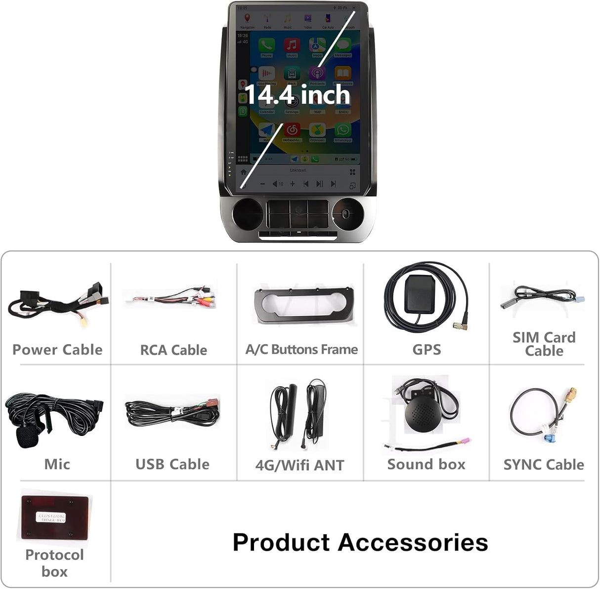 14.4" Android 13 Car Radio Stereo Compatible with Ford Expedition 2018 2019 2020 2021 2022 2023 Upgrade, CarPlay & Android Auto/ 4G LTE/WiFi/GPS/ 8+128GB Head Unit Replacement, Retain OEM Sync3 & AC