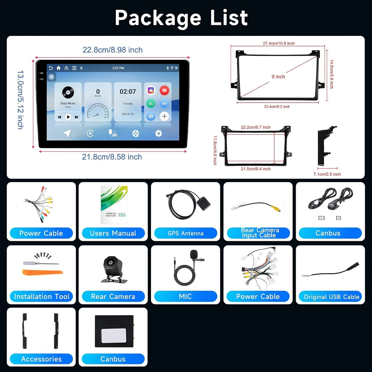 Car Stereo for Toyota Prius XW50 2015-2020, Android 9 Inch IPS Touch Screen Radio with Wireless Carplay &Android Auto, GPS, Double Din, Bluetooth DSP, WiFi, FM RDS, Camera