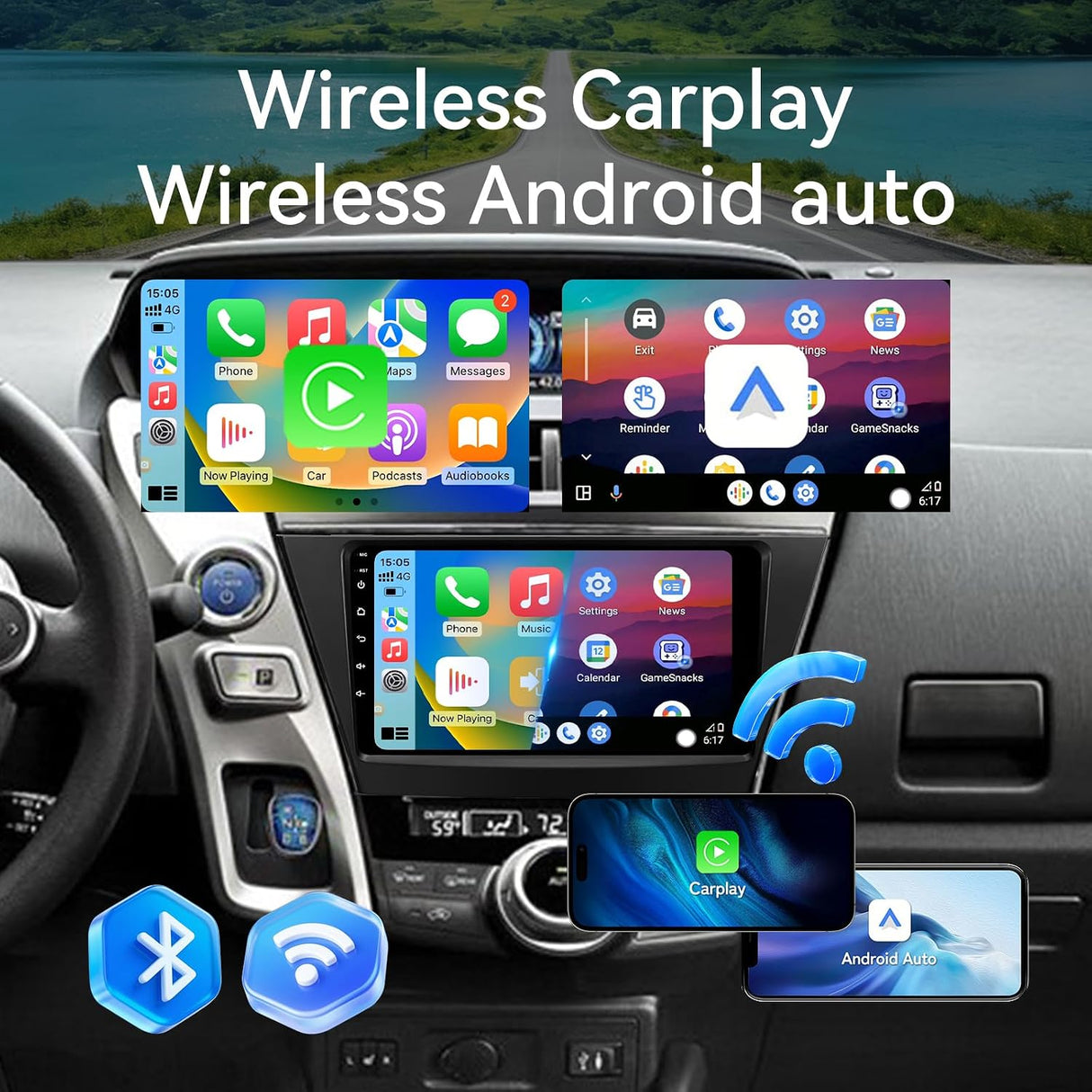 Android 13 Car Radio for Toyota Prius V Alpha 2012-2017 | Carplay Android Auto, 9 Inch Touchscreen Head Unit Bluetooth GPS SWC RCA Back Camera (For Prius Plus V Alpha 2012-2017)
