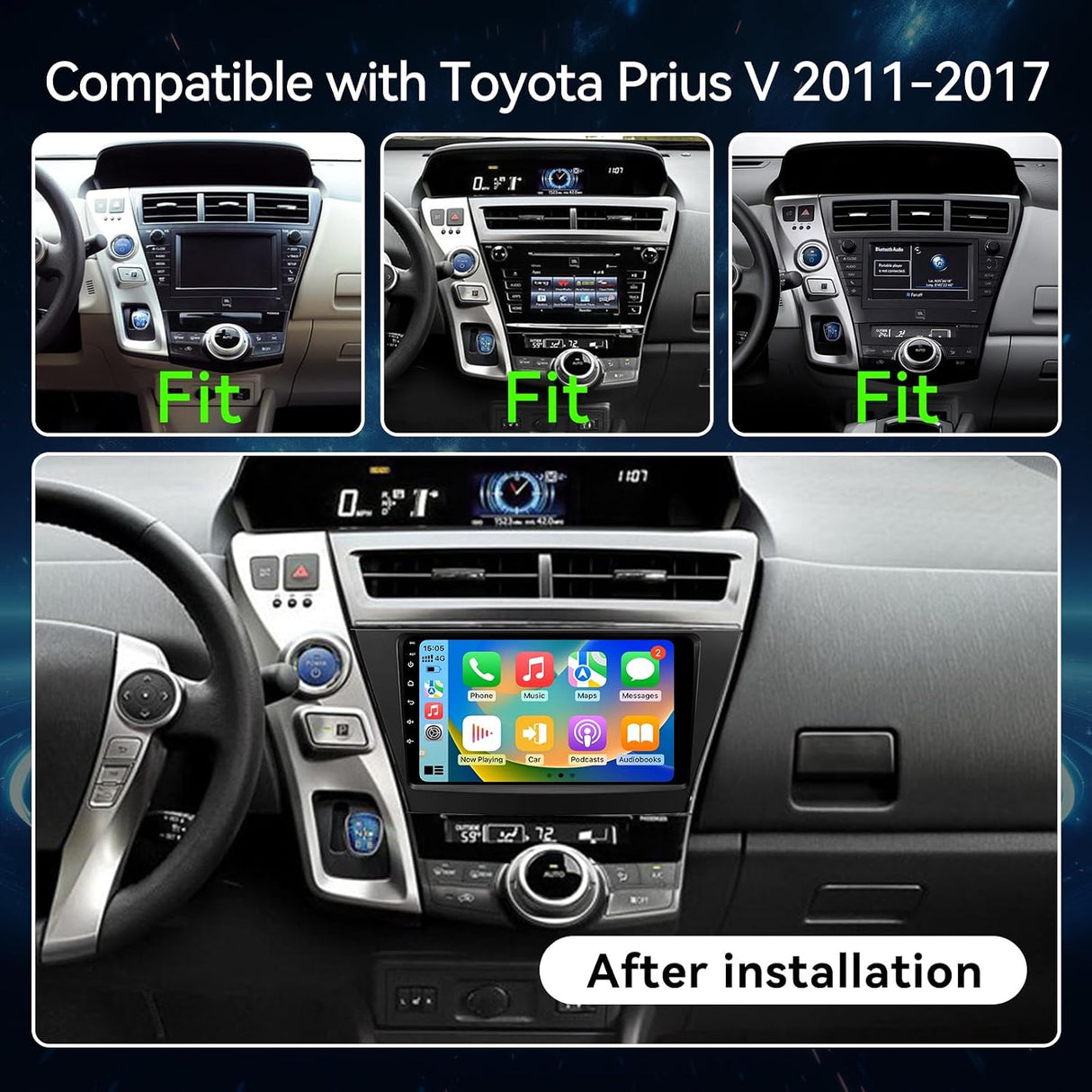 Android 13 Car Radio for Toyota Prius V Alpha 2012-2017 | Carplay Android Auto, 9 Inch Touchscreen Head Unit Bluetooth GPS SWC RCA Back Camera (For Prius Plus V Alpha 2012-2017)