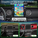Android 14 Car Stereo Radio Compatible with Jeep Wrangler JL 2018-2021 Gladiator JT 2020 2021 Upgrade,Wireless CarPlay & Android Auto AHD Backup Camera 9.7 Touch Screen GPS SWC Bluetooth 2+64G