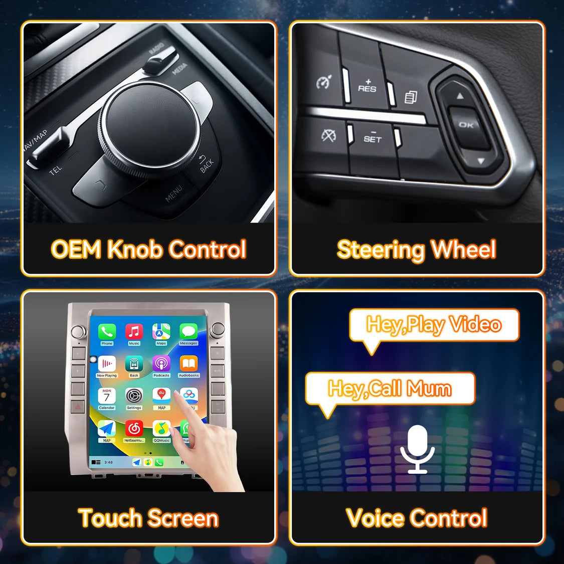 12.1 Inch Radio Replacement for Toyota Tundra 2013 to 2020 GPS Navigation Android Head Unit Multimedia Player HDMI/BT/USB/AUX/WiFi Wireless CarPlay & Android Auto Car Stereo