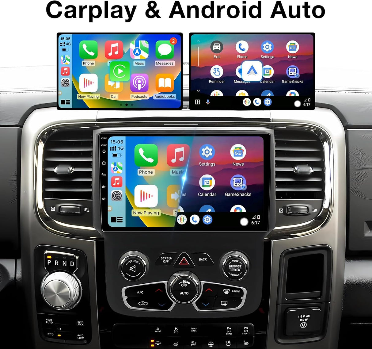 Android 13 Car Radio Stereo Compatible with Dodge Ram 1500 2500 3500 2013-2018 (Auto AC) Head Unit Upgrade Replacement, 9" Touchscreen with Wireless CarPlay&Android Auto, 2GB+64GB, GPS, Backup Camera