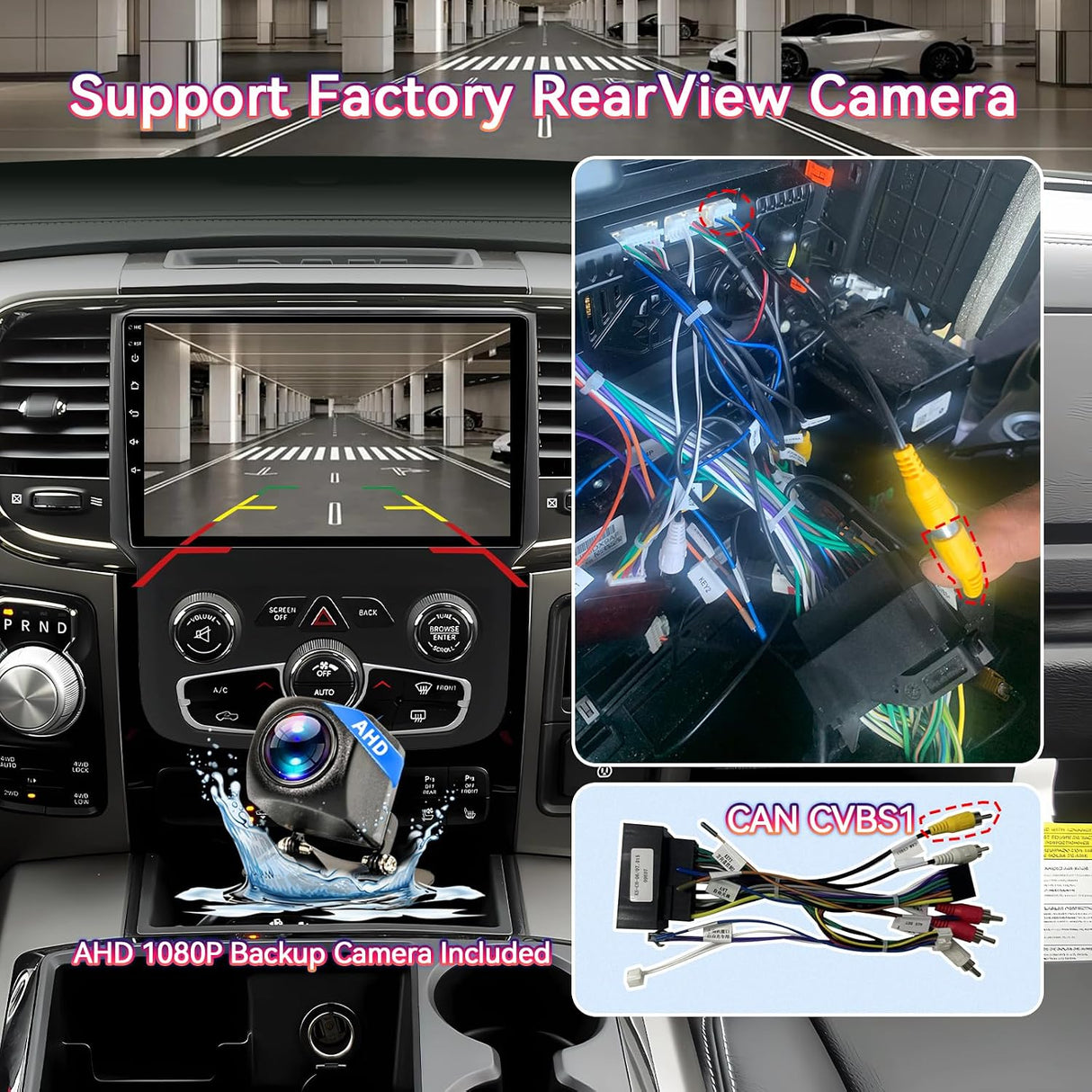 Android 13 Car Radio Stereo Compatible with Dodge Ram 1500 2500 3500 2013-2018 (Auto AC) Head Unit Upgrade Replacement, 9" Touchscreen with Wireless CarPlay&Android Auto, 2GB+64GB, GPS, Backup Camera