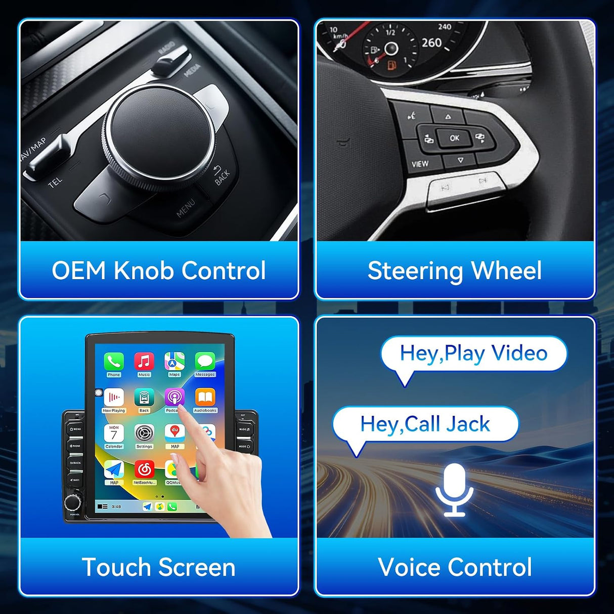 Android 14 Car Radio Stereo Compatible with Jeep Wrangler JK 2011-2017, 9.7" Touch Stereo with Wireless CarPlay Android Auto GPS WiFi Bluetooth Backup Camera 2+64G