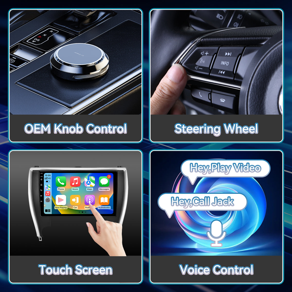 Car Stereo Radio for Toyota Camry 2015 2016 2017 CarPlay Android Auto  Touchscreen WiFi/GPS/FM/SWC/Bluetooth/1080P Backup Camera