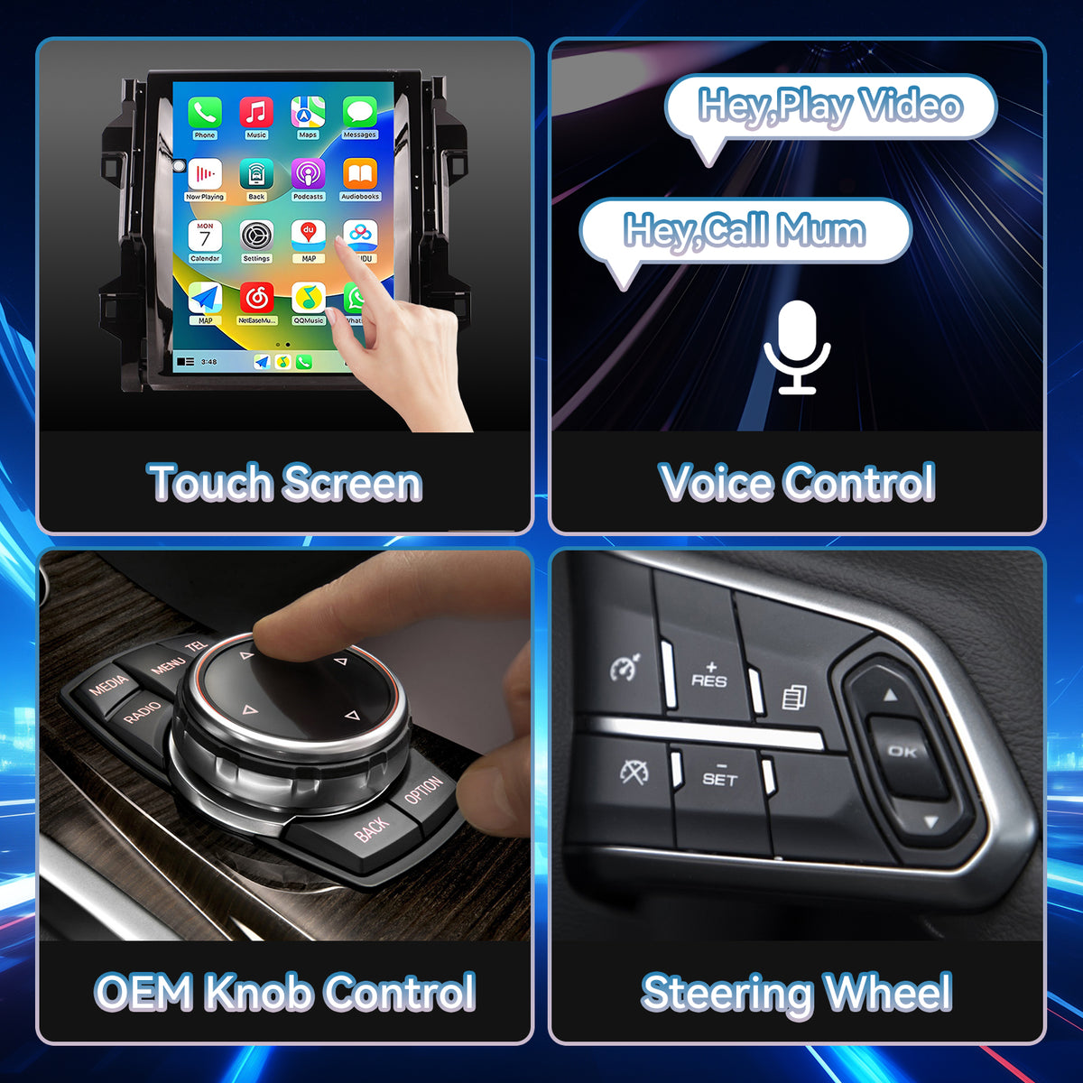 Car Stereo for Toyota Fortuner 2018-2020, Wireless CarPlay Android Auto Radio Replacement, 8GB+128GB, GPS Navigation