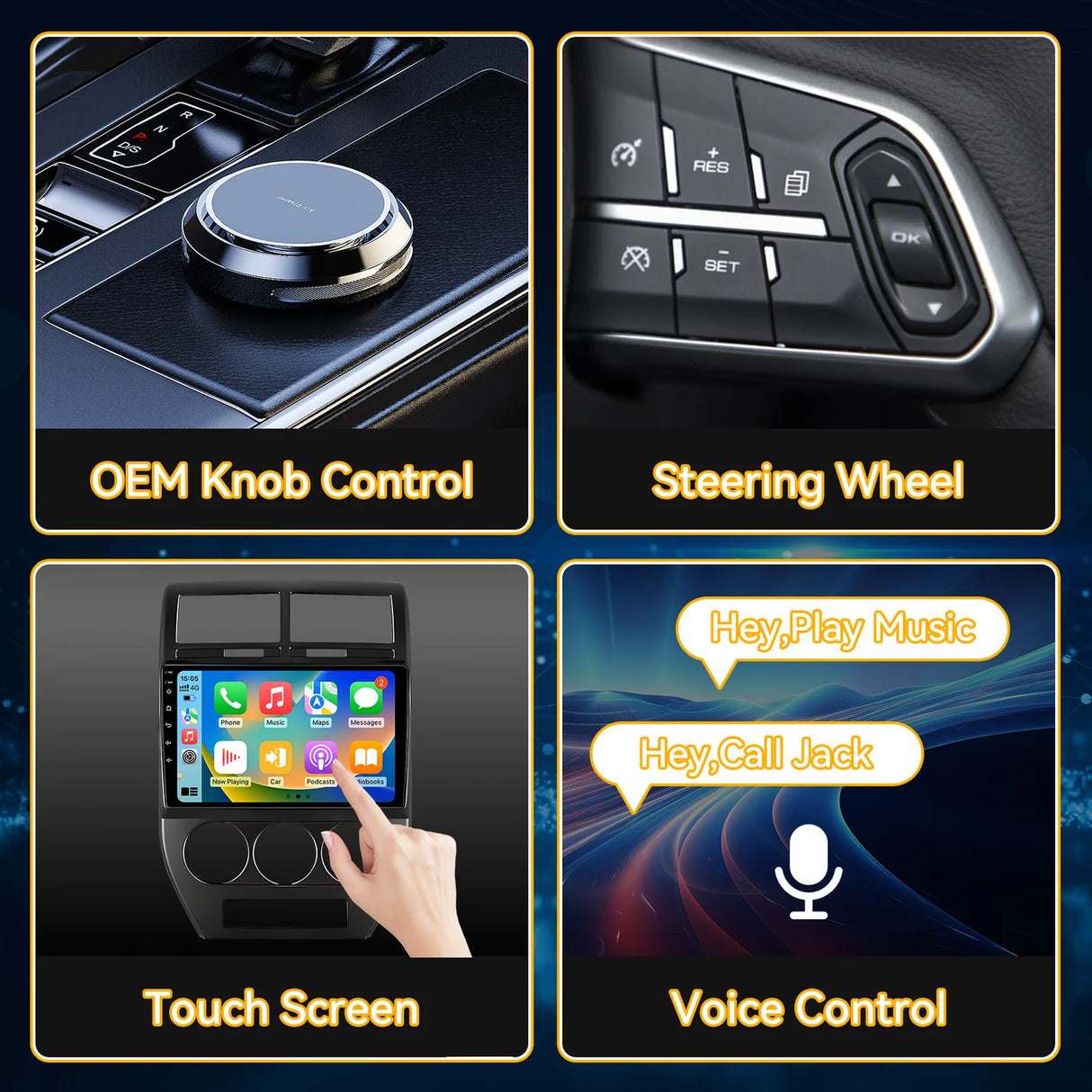Car Radio for Jeep Compass 2007 2008 2009 Wireless Carplay Android Auto, 10.1" Touch Screen Car Stereo GPS Navigation WiFi Bluetooth SWC