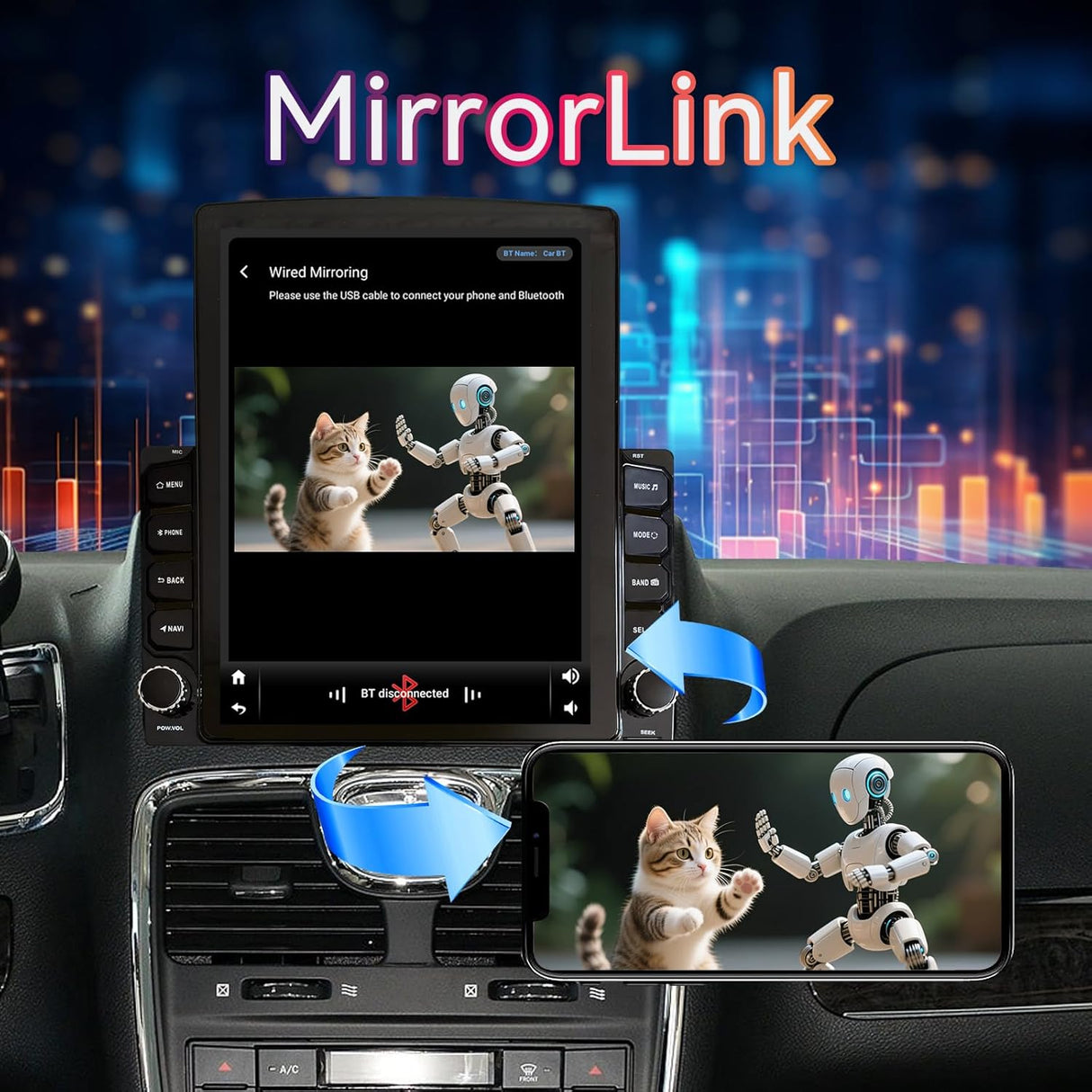 Car Stereo for Dodge Grand Caravan / Chrysler Town & Country (2013–2016), 9.7" Touchscreen Android Head Unit, 2+64GB, Wireless CarPlay & Android Auto, WiFi, GPS, Bluetooth, 1080P Backup Camera