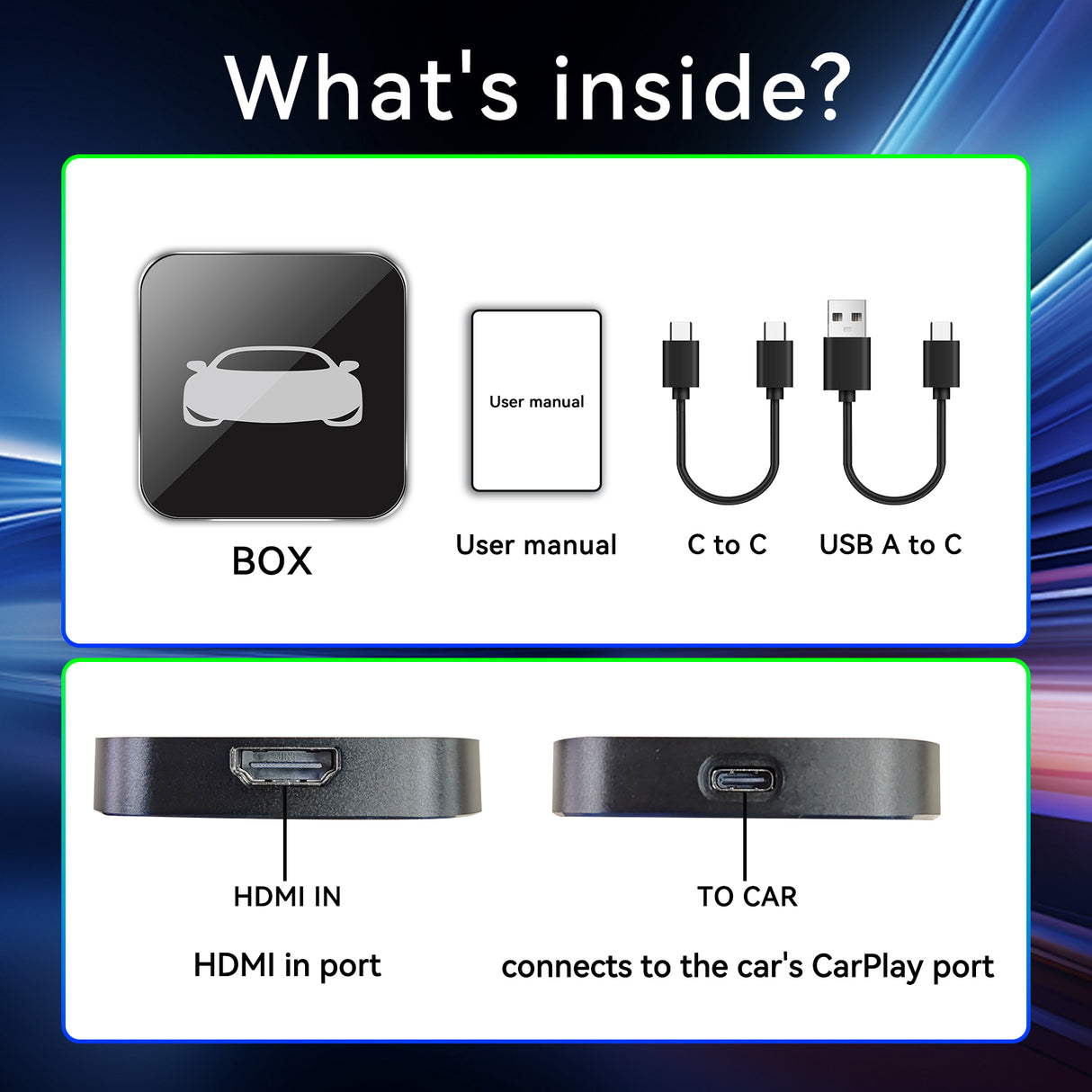 Fbinse Car TV Adapter Pro- HDMI Multimedia & Wireless CarPlay Adapter Supports Fire TV Stick, Google TV Stick for Cars with Factory wired CarPlay