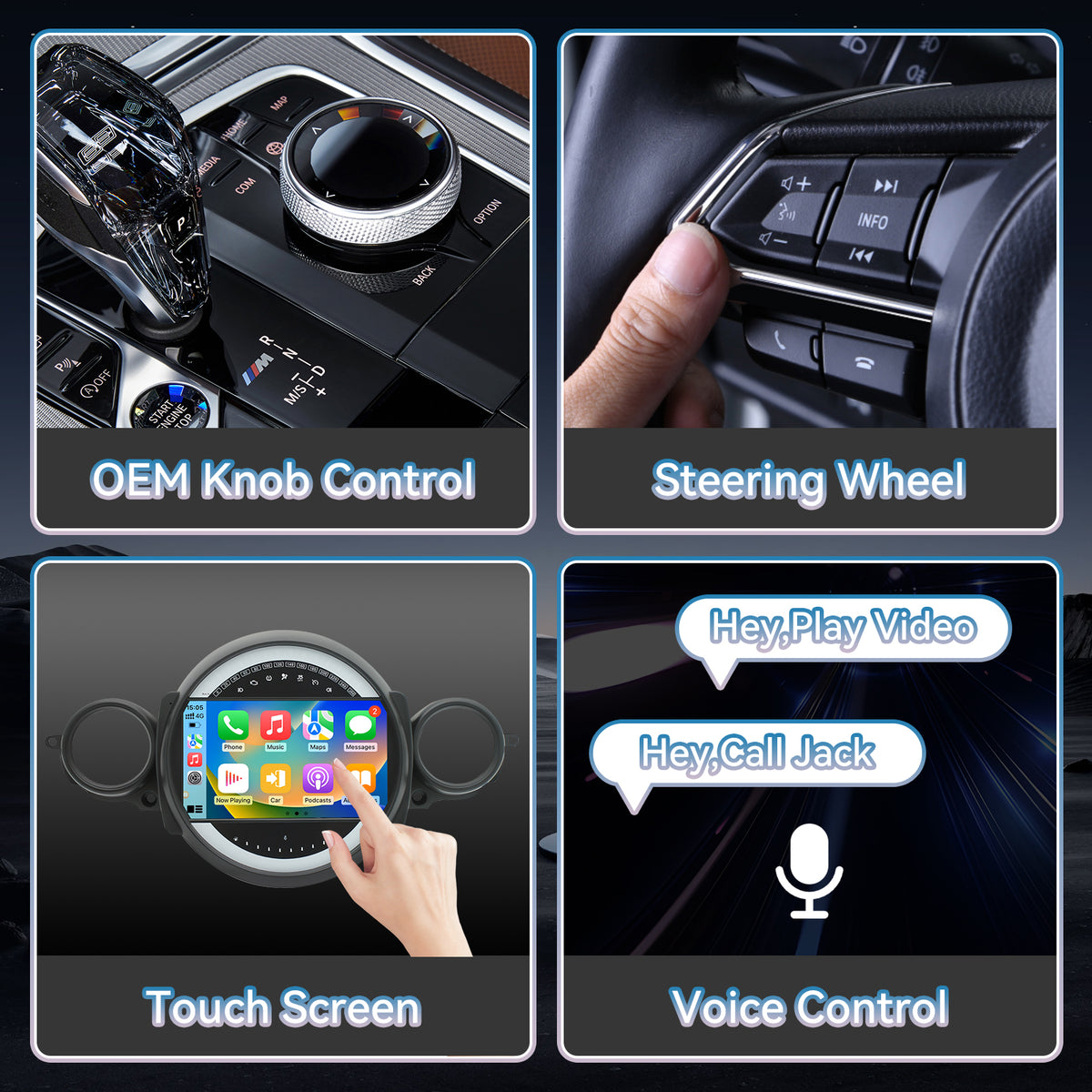 Car Radio Compatible With BMW Mini Cooper 2007-2014,4G+64G,9" Touch Screen Car Stereo with Wireless Carplay&Android Auto,FM/GPS/SWC/Mirror Link/Backup Camer