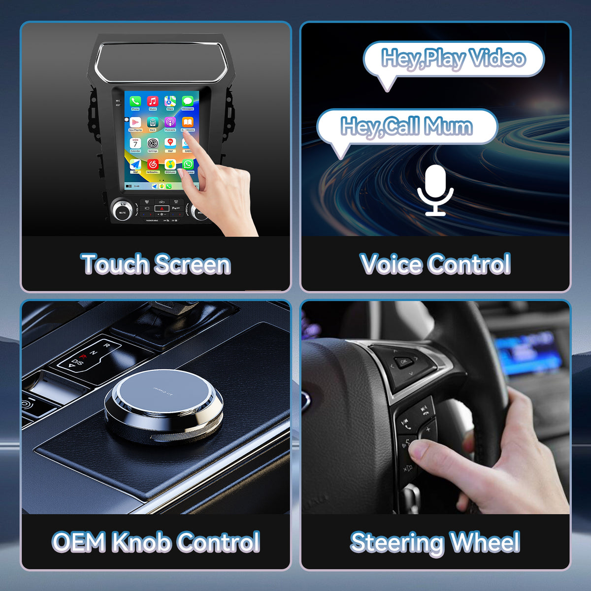 Car Radio for Ford Explorer 2011-2019, 2+64GB Touch Screen Stereo Upgrade with CarPlay/Android Auto,Fm/Am, GPS,Backup Camera