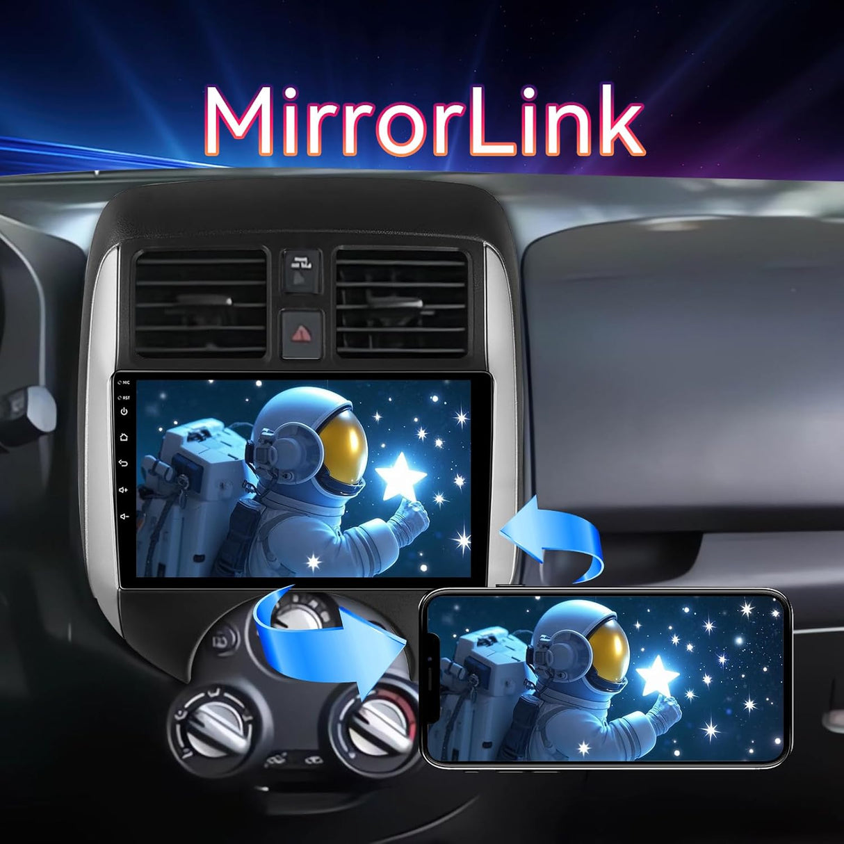 Car Stereo for Nissan Versa Note 2014-2018 Supports Wireless CarPlay/Android Auto Touchscreen, GPS/Bluetooth/FM/AUX/SWC/Backup Camera