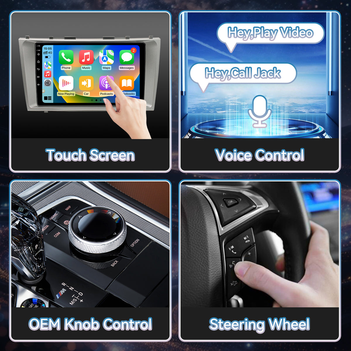 Car Radio Stereo for Toyota Camry (06-11) CarPlay & Android Auto Fast Boot,Mirroring, Anti-Glare QLED.FM/AM Tuner, Plug & Play Dash Kit Included.