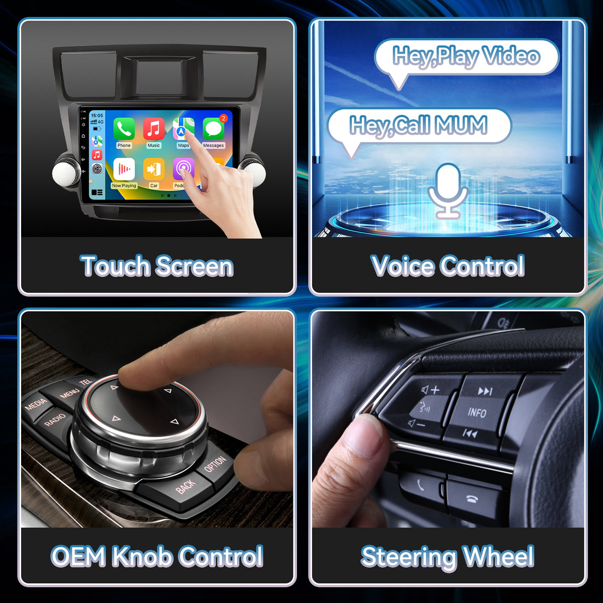 Car Radio for Toyota Highlander 2008-2013,10 Inch QLED Touch Screen Car Stereo with Carplay&Android Auto,WiFi,GPS Navigation,Bluetooth5.0,FM&AM Radio