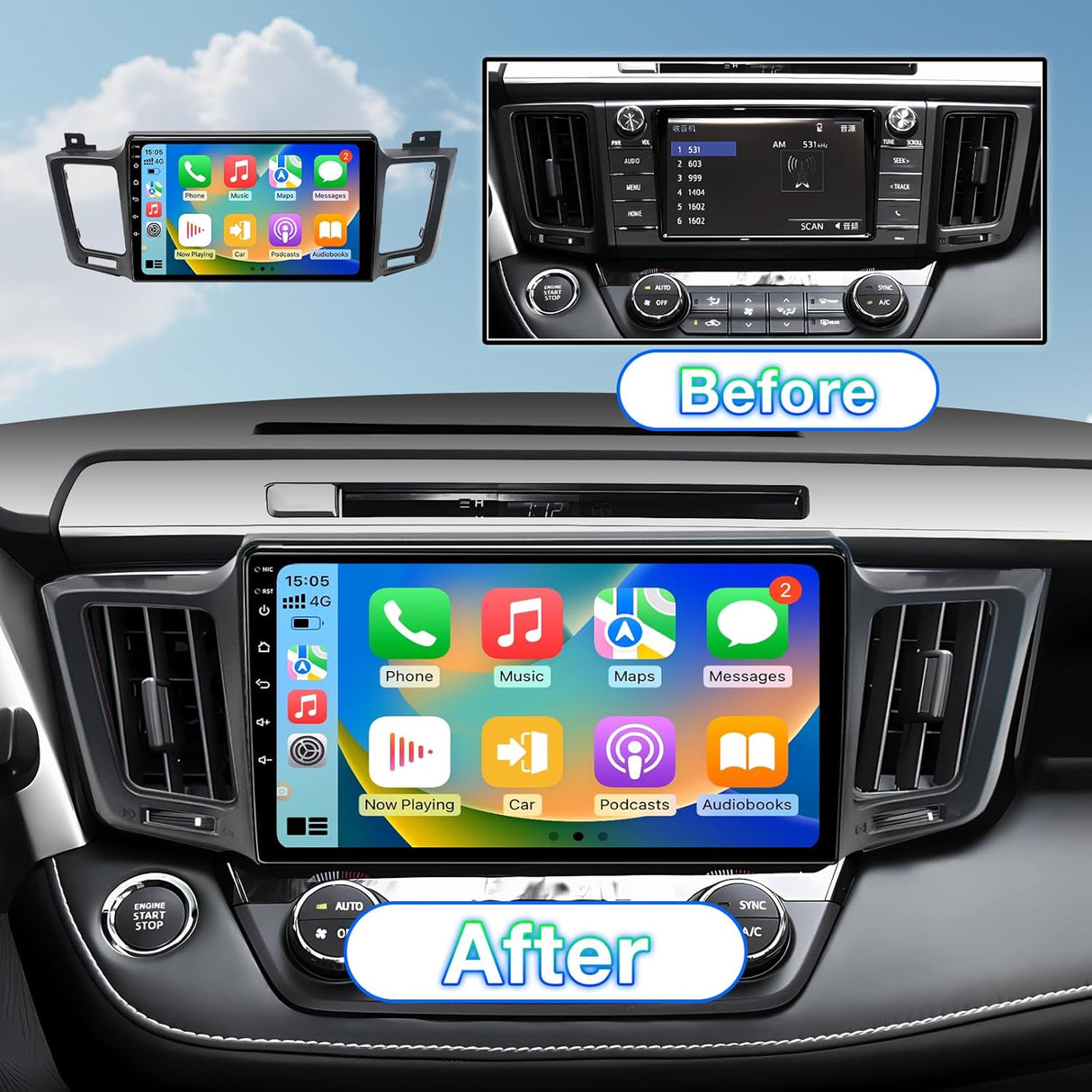 Car Stereo Radio Compatible for Toyota RAV4 2013 2014 2015 2016 2017 2018