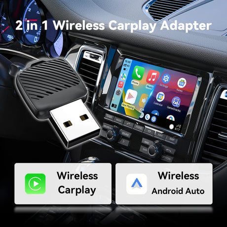 2-in-1 Wireless CarPlay Adapter / Android Auto Dongle, Mini Style