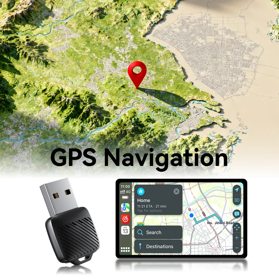 2-in-1 Wireless CarPlay Adapter / Android Auto Dongle, Mini Style