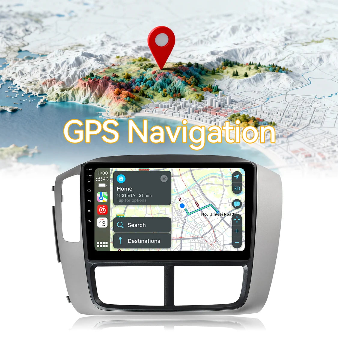 Car Radio Stereo for Honda Pilot 2006 2007 2008, Wireless CarPlay Android Auto, 9 Inch IPS Touch Screen Android 15 GPS WiFi Bluetooth 32-Band DSP SWC AHD Camera