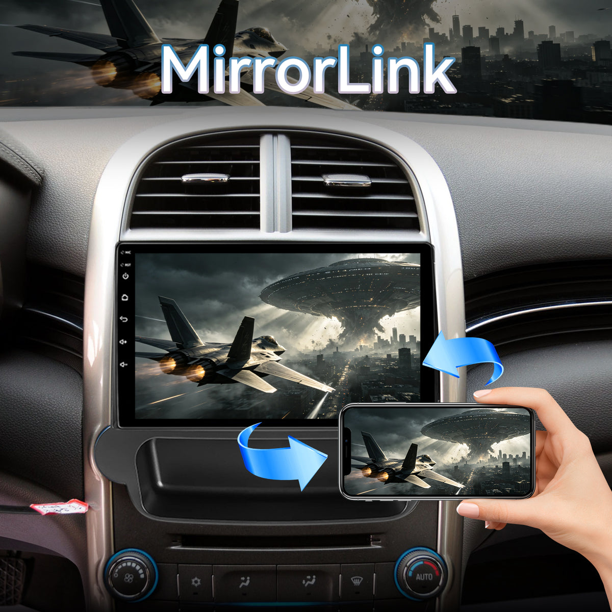 Car Radio for Chevy Malibu 2011 2012 2013 2014 2015 Stereo, 9‘’ Touch Screen Head Unit for Malibu Android Radio Bluetooth, with Carplay Android Auto, GPS, WiFi, HiFi, Split Screen, SWC, Backup Cam