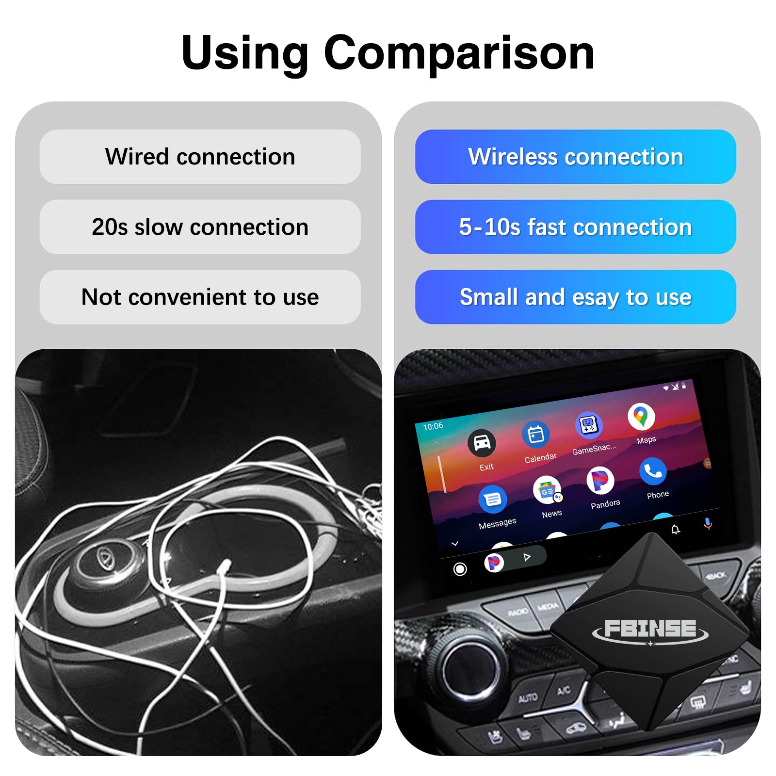 Wireless Android Auto Adapter for Vehicle with OEM Wired Android