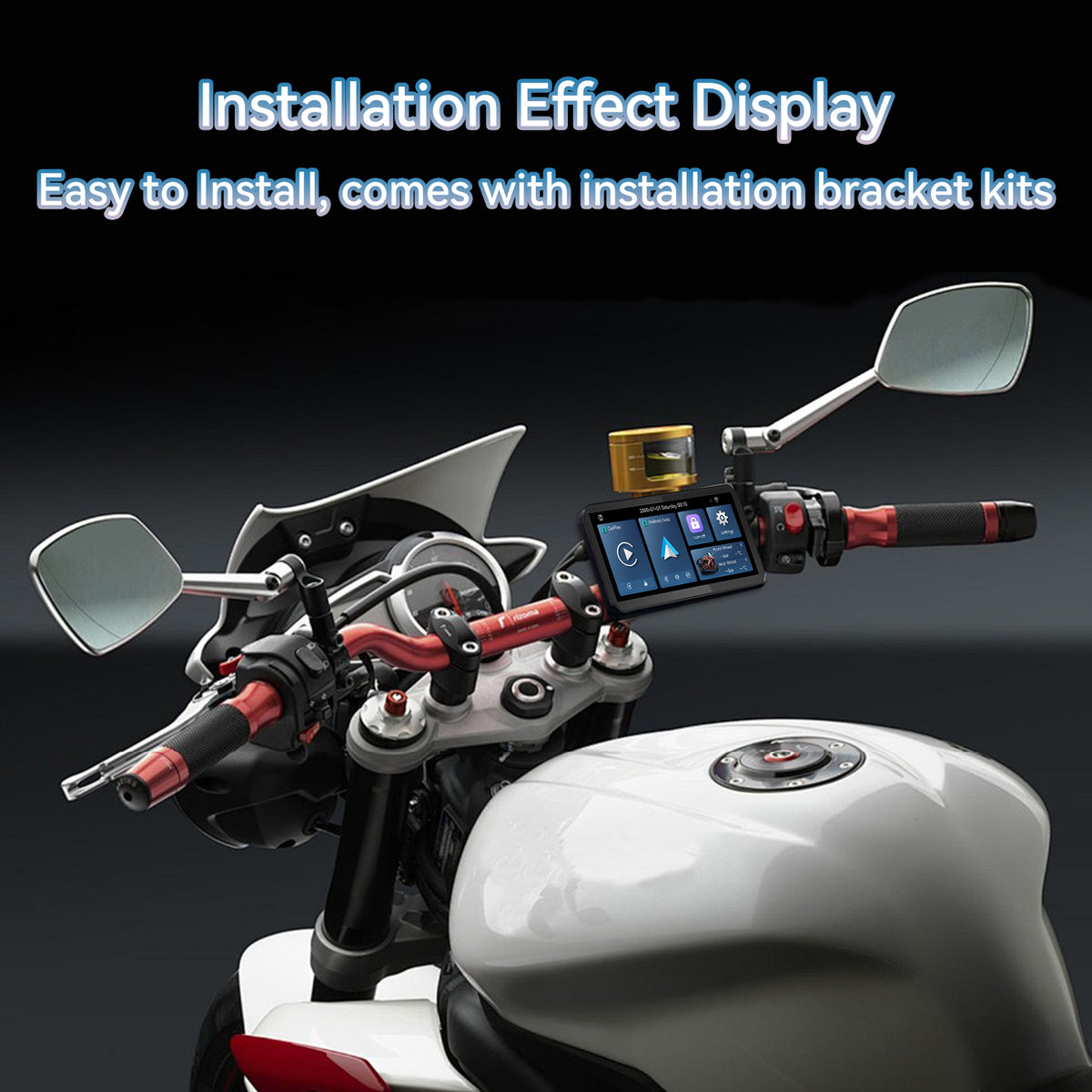 Motorcycle CarPlay/Android Auto Screen Supports TPMS BSD Check tyre pressure