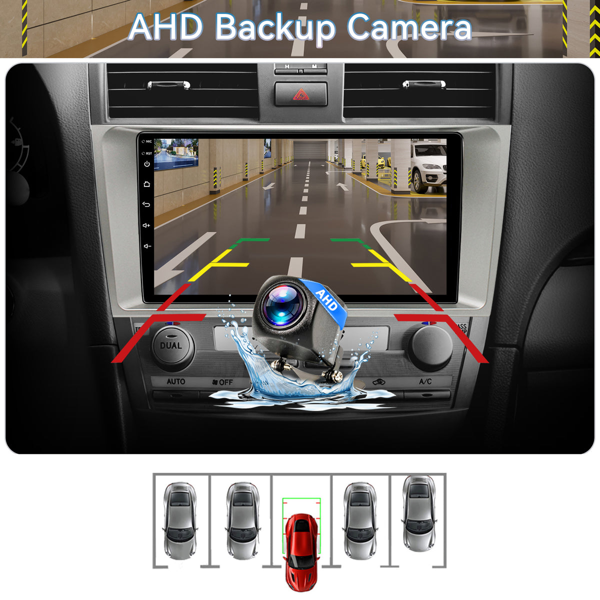 Car Radio Stereo for Toyota Camry (06-11) CarPlay & Android Auto Fast Boot,Mirroring, Anti-Glare QLED.FM/AM Tuner, Plug & Play Dash Kit Included.