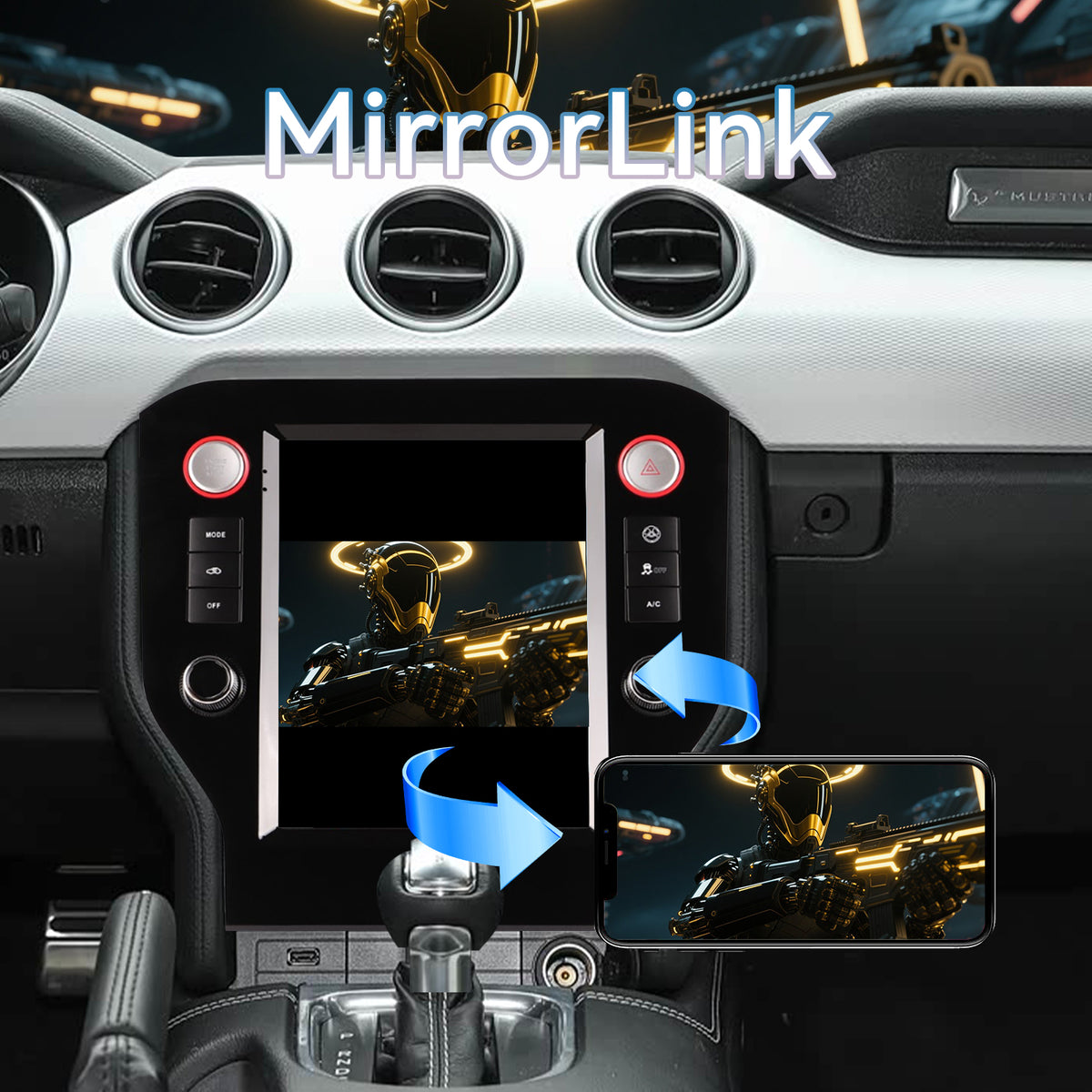 Car Radio for Ford Mustang 2015-2021 Stereo Replacement 9.7 Inch Carplay Touch ScreenAndroid Auto Head Unit Upgrade DSP Multimedia Player GPS Navigation System Bluetooth