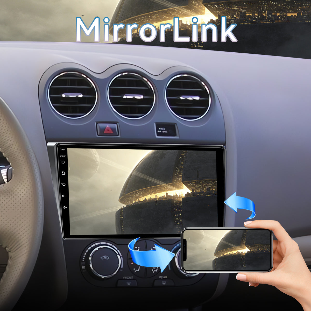 Car Radio for Nissan Altima Teana (Manual AC)2008 2009 2010 2011 2012 IPS HD Touchscreen Screen Double Din Car Stereo with Carplay & Android Auto Support Backup Camera GPS Navi FM WiFi BT