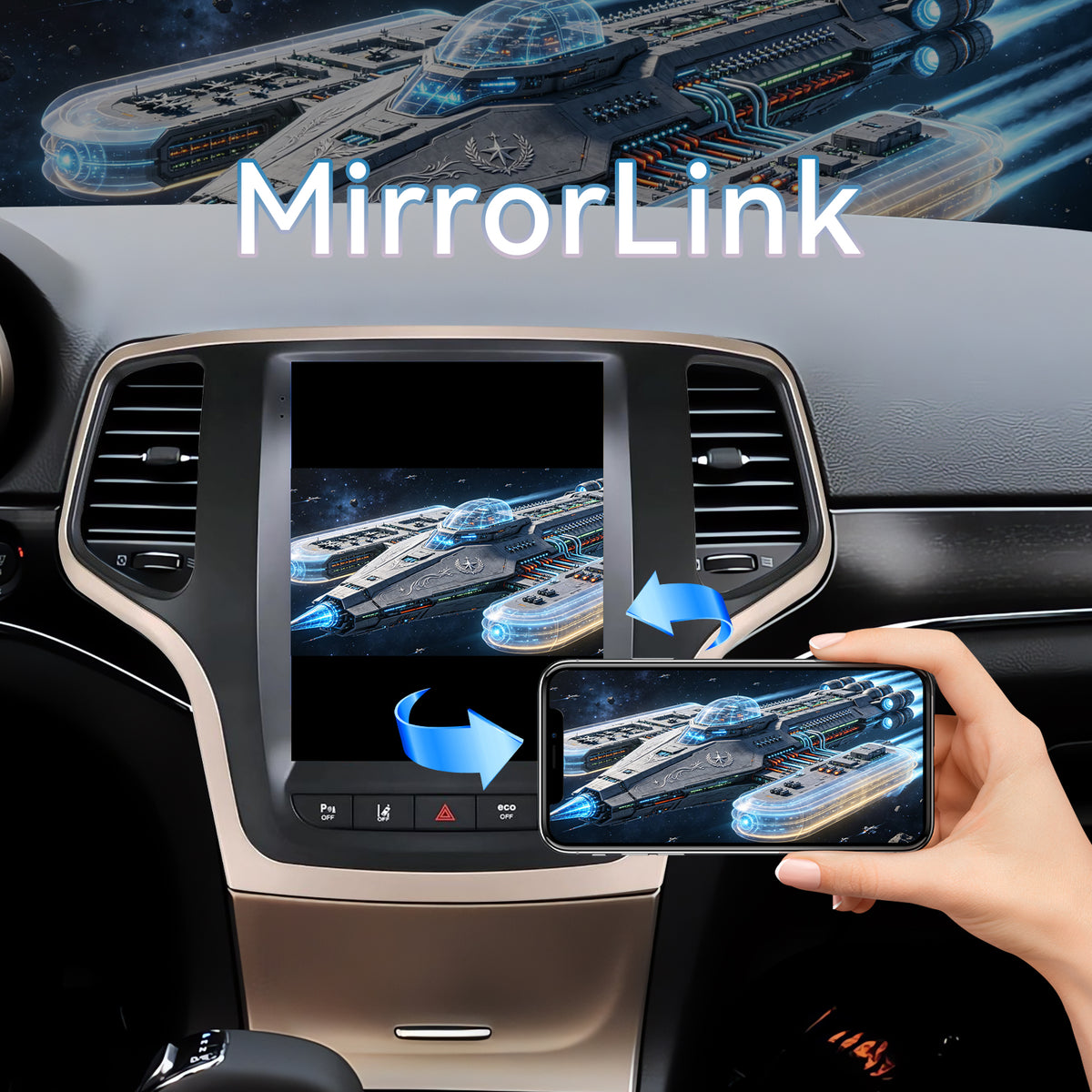 Car Radio for Jeep Grand Cherokee  2014 2015 2016 2017: Touch Screen Stereo Replacement with Carplay Android Auto 5GWiFi BT5.0 Backup Camera GPS