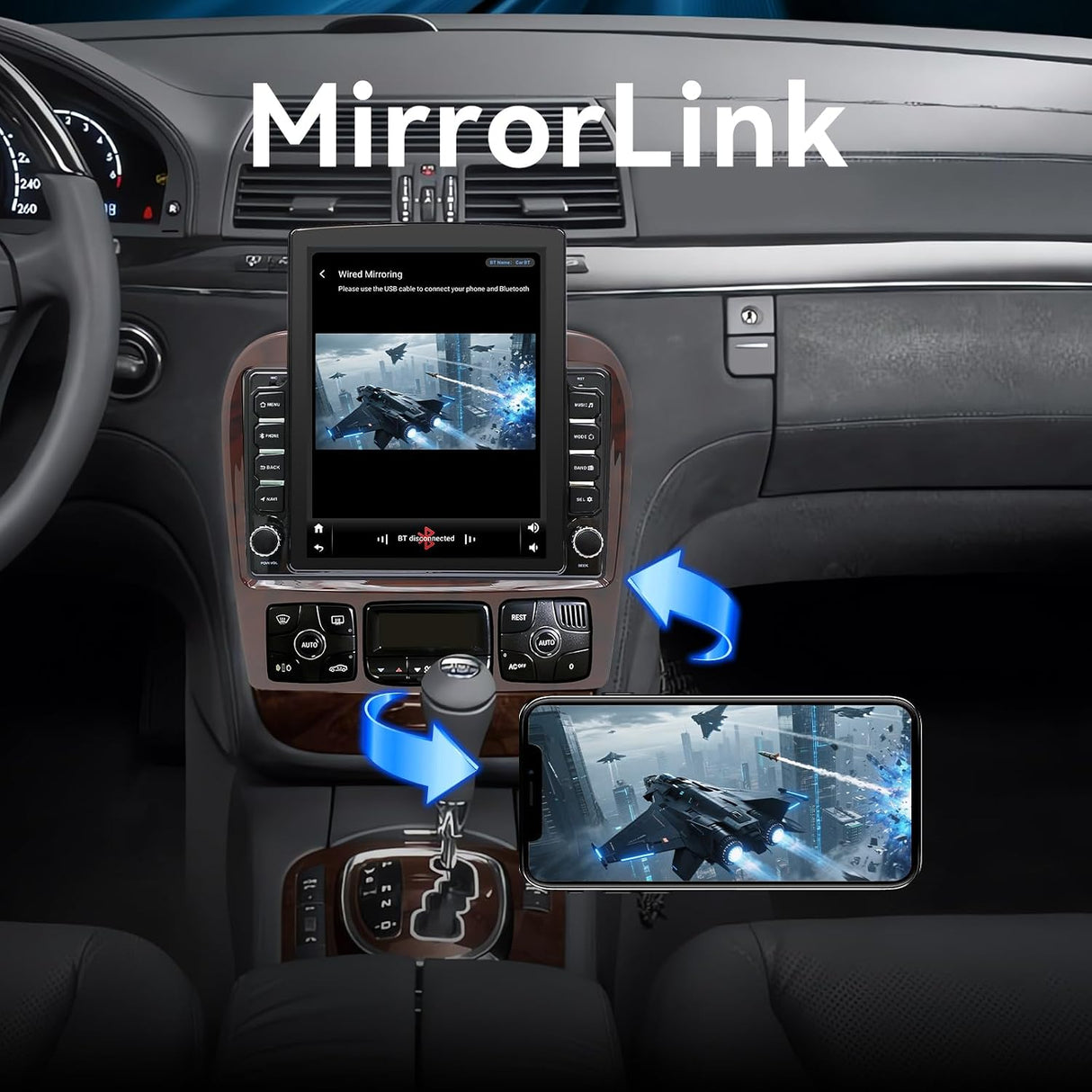 Android 14 Car Radio Compatible with Mercedes Benz S-Class W220 1998-2005,4G+64GB,9.7" Touch Screen Car Stereo with Wireless Carplay Android Auto,FM/GPS/SWC/Mirror Link/Backup Camera