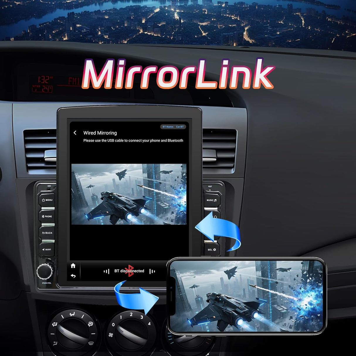 Android 13 Car Stereo for Mazda 3 2010-2013, 9.7 Inch Touch Screen with Wireless CarPlay & Android Auto, 2+64G, GPS, WiFi, BT, FM/RDS, 1080P Backup Camera, Mirror Link (with canbus)