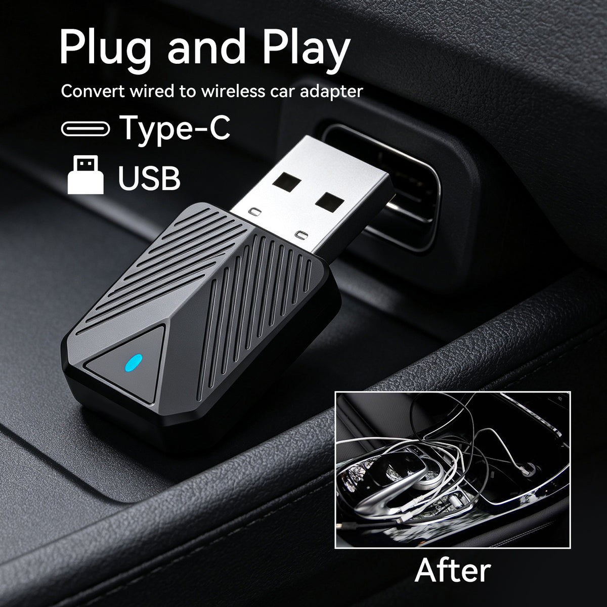Wireless CarPlay Adapter / Android Auto Dongle, 5.8GHz WiFi Auto Connection