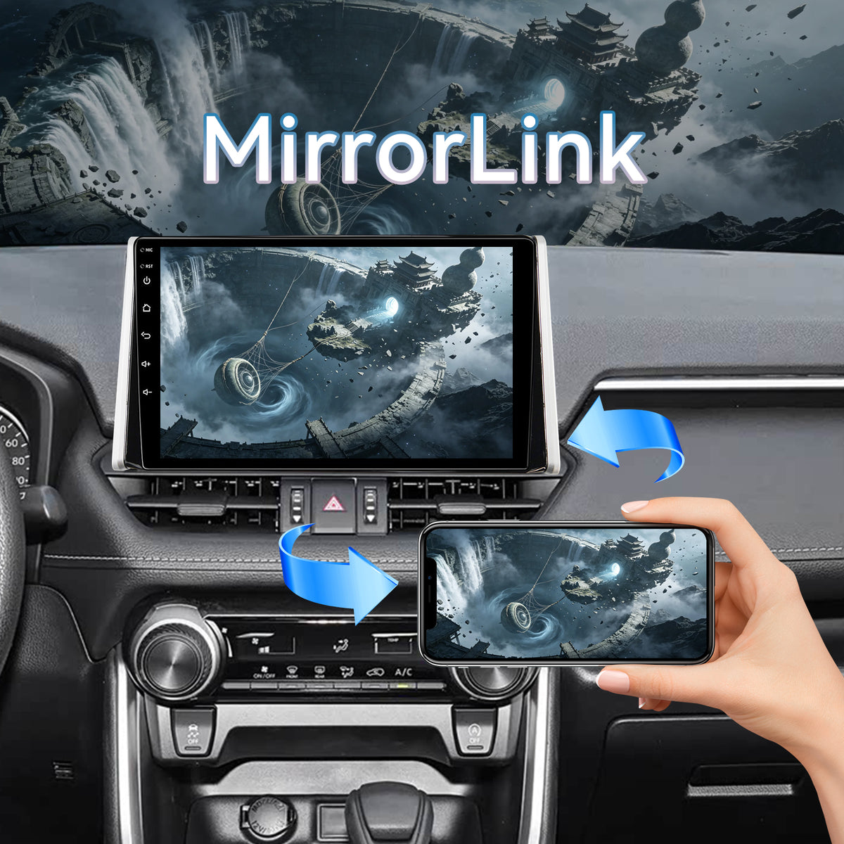 Car Radio for Toyota RAV4 2019-2022 with  Wireless CarPlay CarPlay Android Auto GPS Navigation 10.1-inch Touch Screen Bluetooth WiFi Back Camera