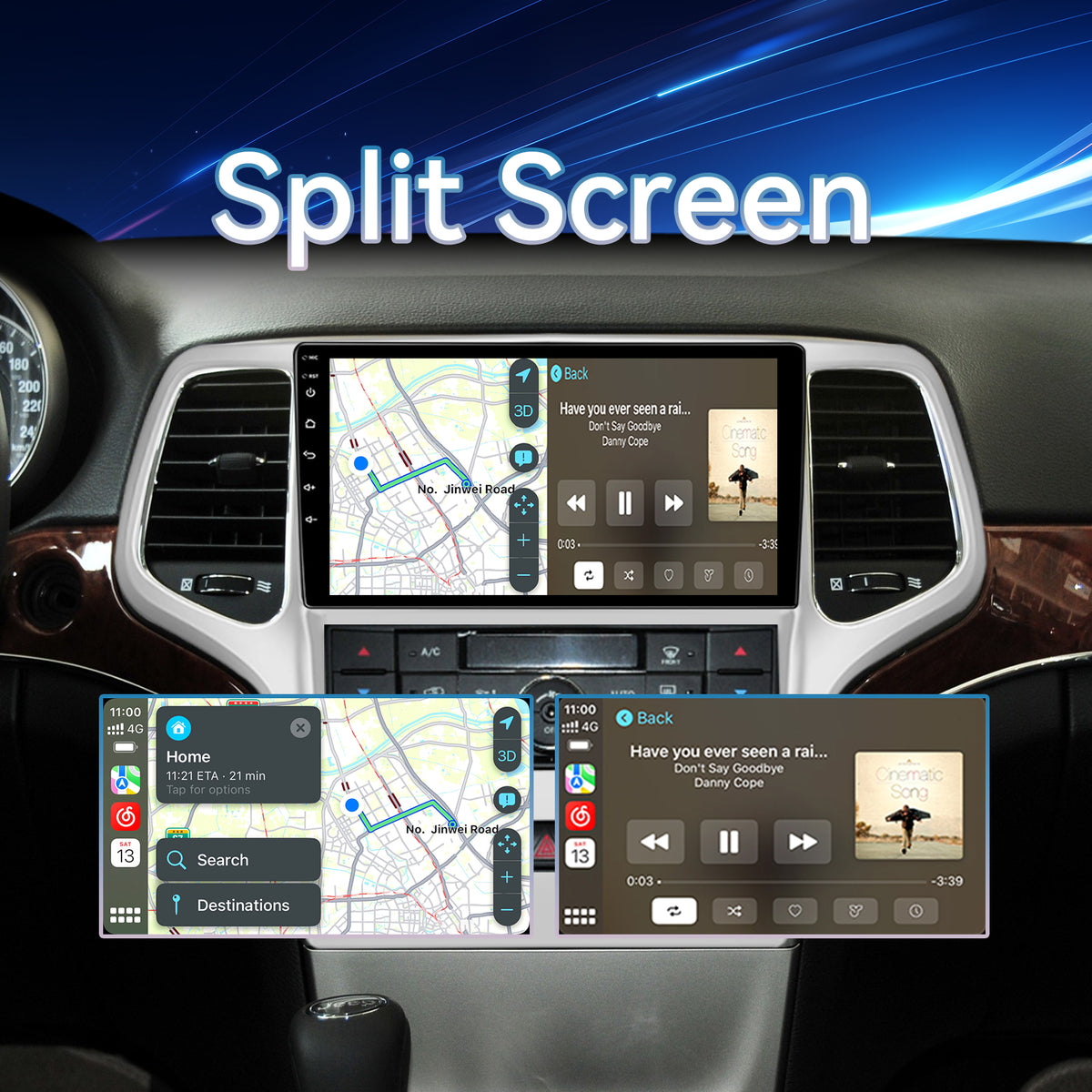 Car Radio Upgrade for Jeep Grand Cherokee 2010-2013 Wireless Carplay | Android Auto 2G+64G WiFi GPS Navigation Bluetooth 5.0,SWC, Car Tablet