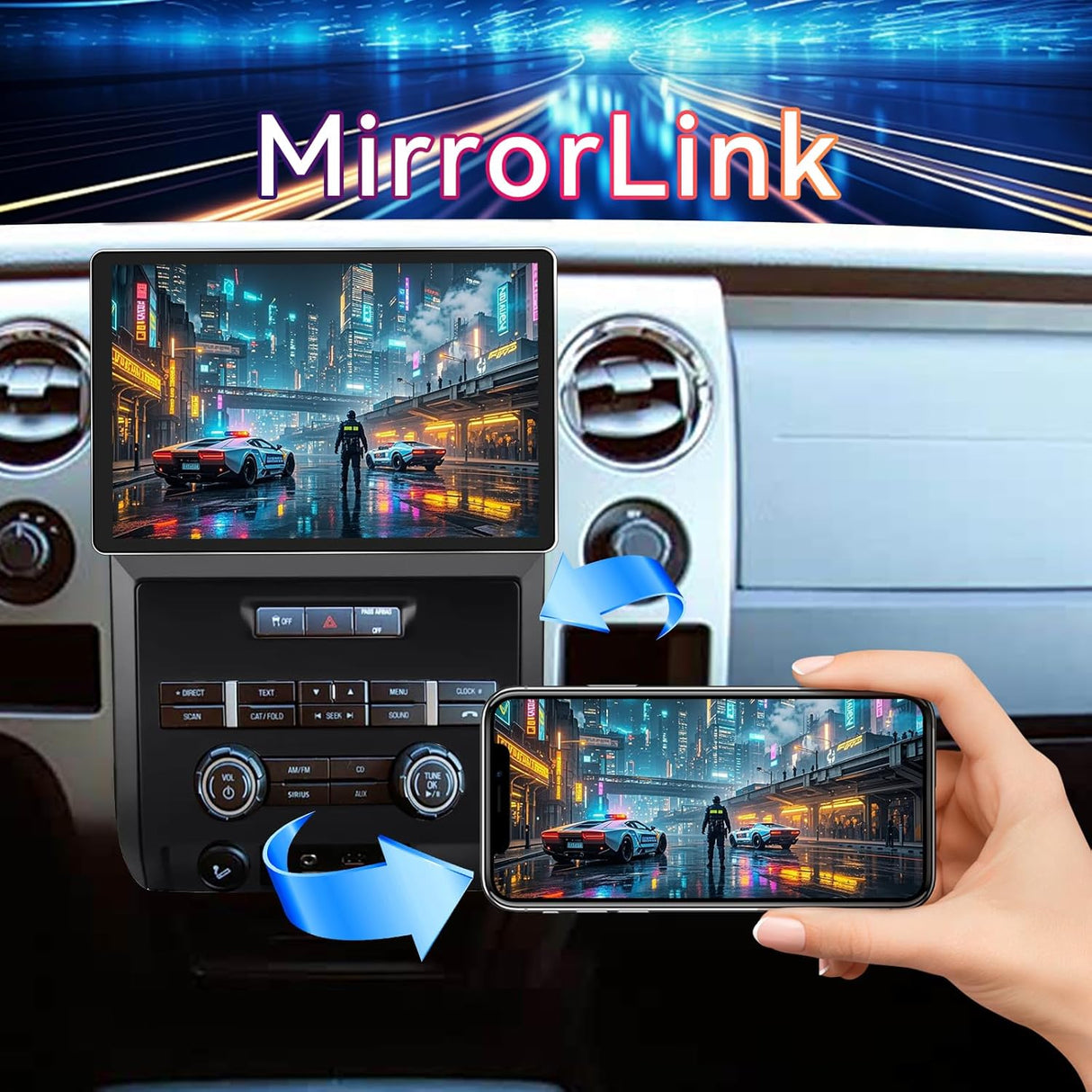 Car Stereo for Ford F150 2009 2010 2011 2012 Supports Wireless CarPlay & Android Auto, BT/WiFi/GPS/FM/SWC/1080P Backup Camera/Manual AC Upgrade