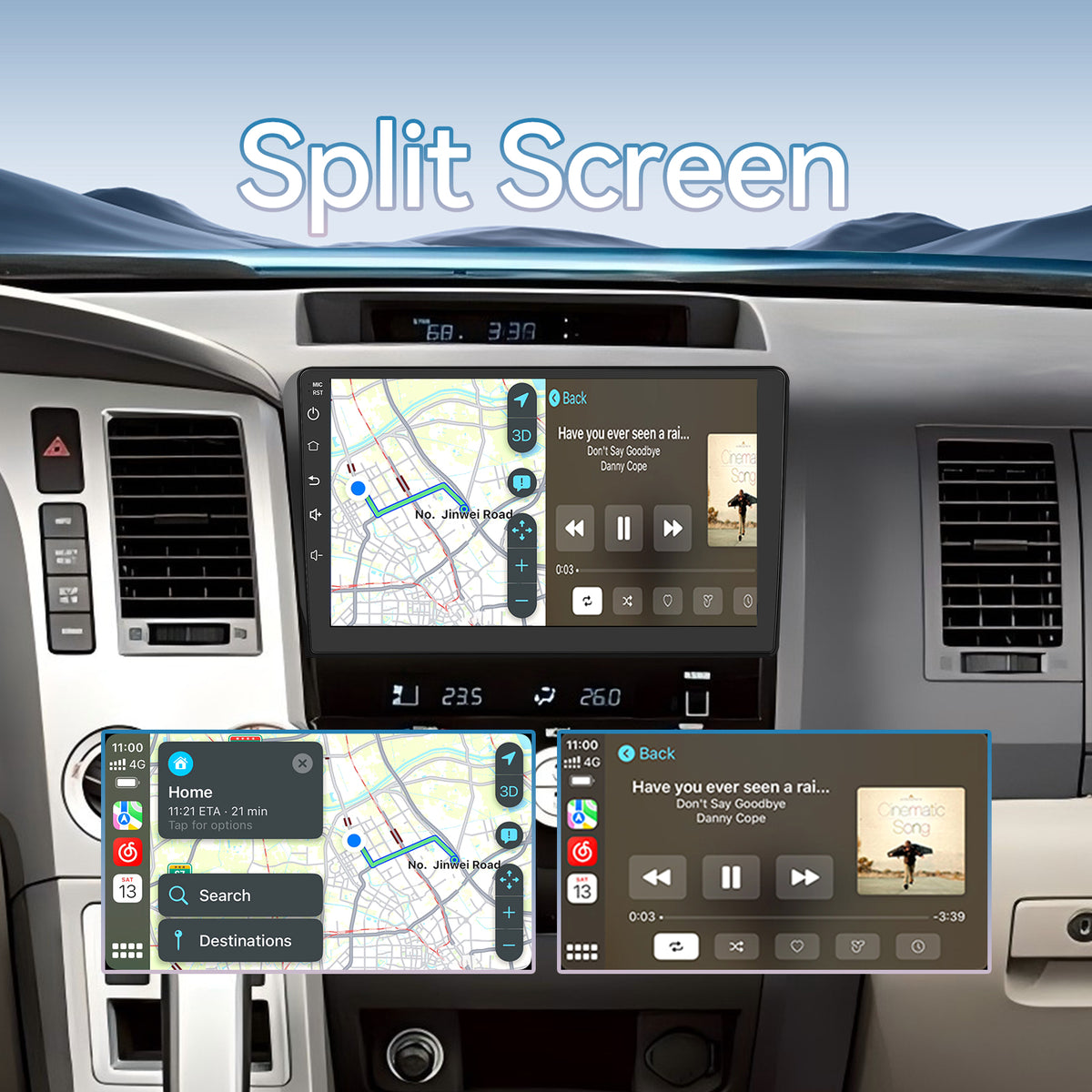 Car Radio for Toyota Tundra 2007-2013 Sequoia 2008-2012 with Wireless CarPlay & Android Auto, 10 Inch Toyota Tundra Stereo Head Unit with BluetoothGPS Navigation FM Radio