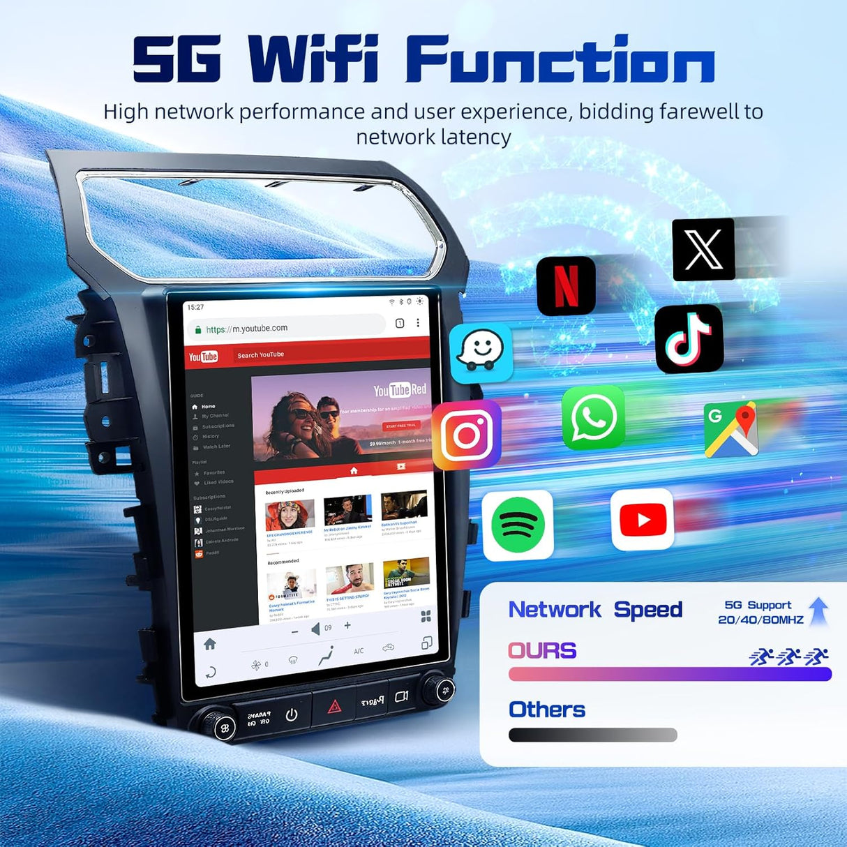 Car Stereo for 2011-2019 Ford Explorer with Wireless CarPlay/Android Auto/