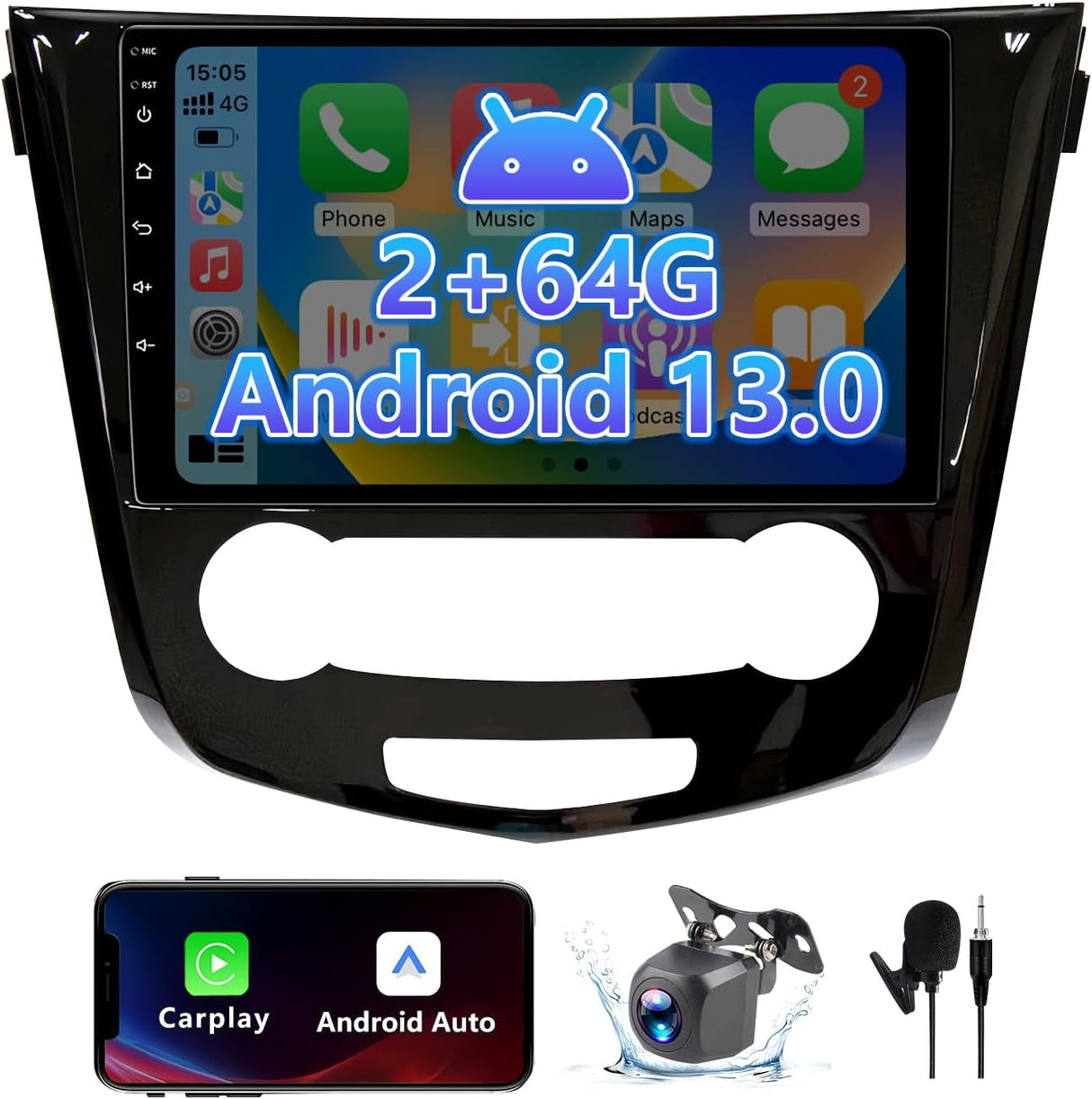 Android 13 Car Stereo for 2014-2018 Nissan X-Trail Qashqai Rogue Support Wireless CarPlay & Android Auto
