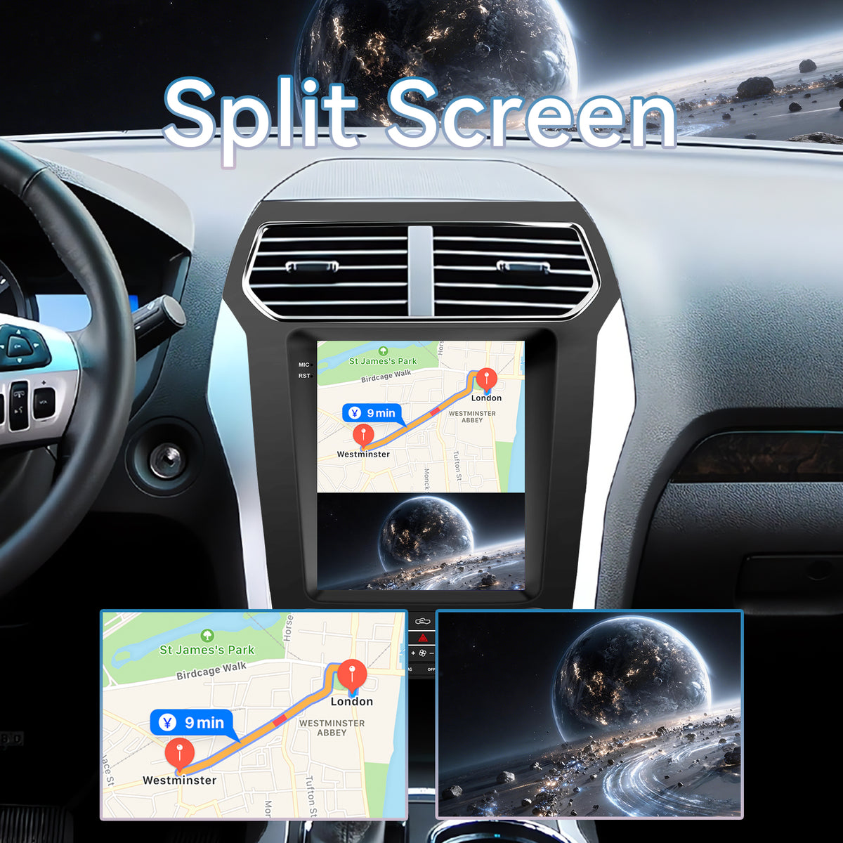 Car Radio for Ford Explorer 2011-2019, 2+64GB Touch Screen Stereo Upgrade with CarPlay/Android Auto,Fm/Am, GPS,Backup Camera
